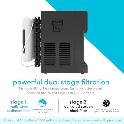 Avalon Avalon Countertop Self Cleaning Bottleless Water Cooler Water Dispenser - Hot & Cold Water, NSF Certified Filter- UL Listed- Black