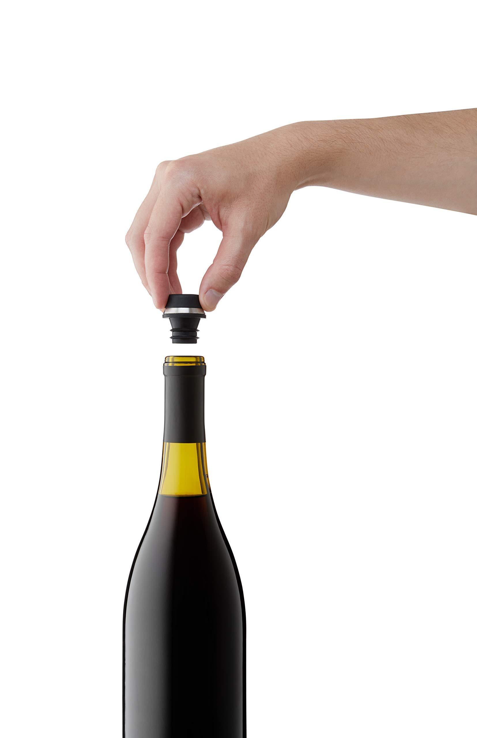 Metrokane Rabbit Wine Preserver with Two Wine Vacuum Stoppers (Stainless Steel)