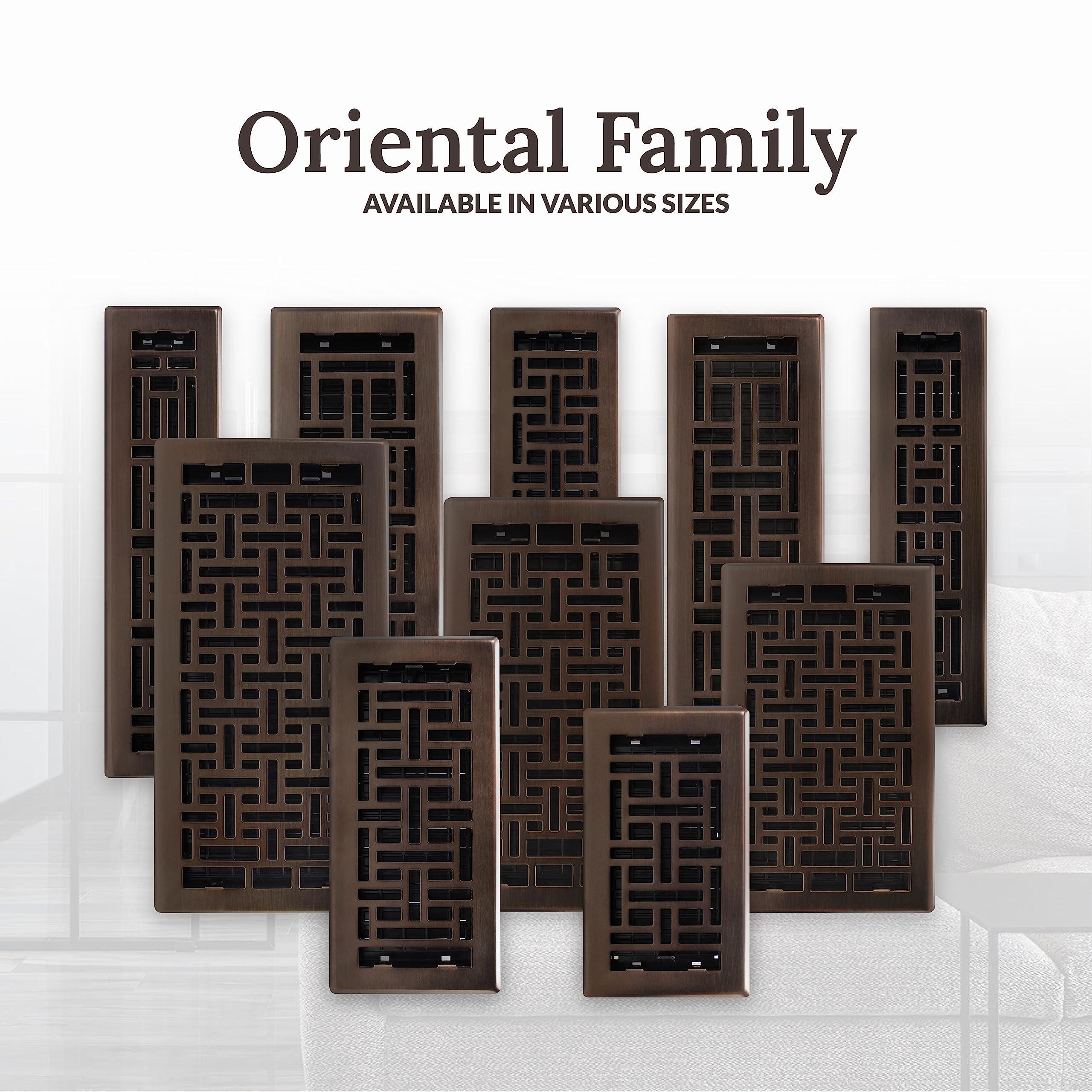 Decor Grates Decor Grates AJH410-RB Oriental Floor Register, 4x10 Inches, Rubbed Bronze Finish