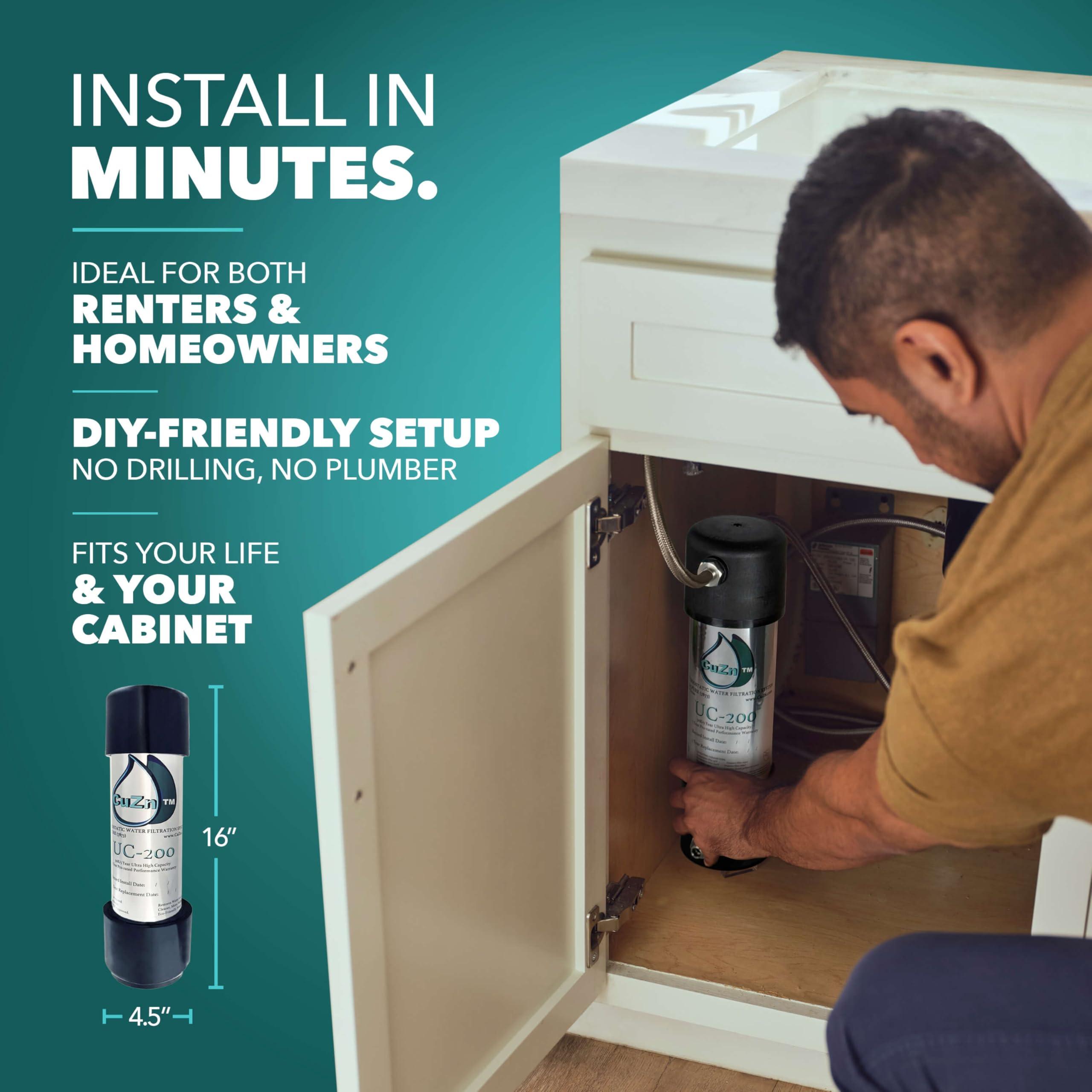 CuZn CuZn UC-200 Under Counter Water Filter - 50K Ultra High Capacity - Made in USA