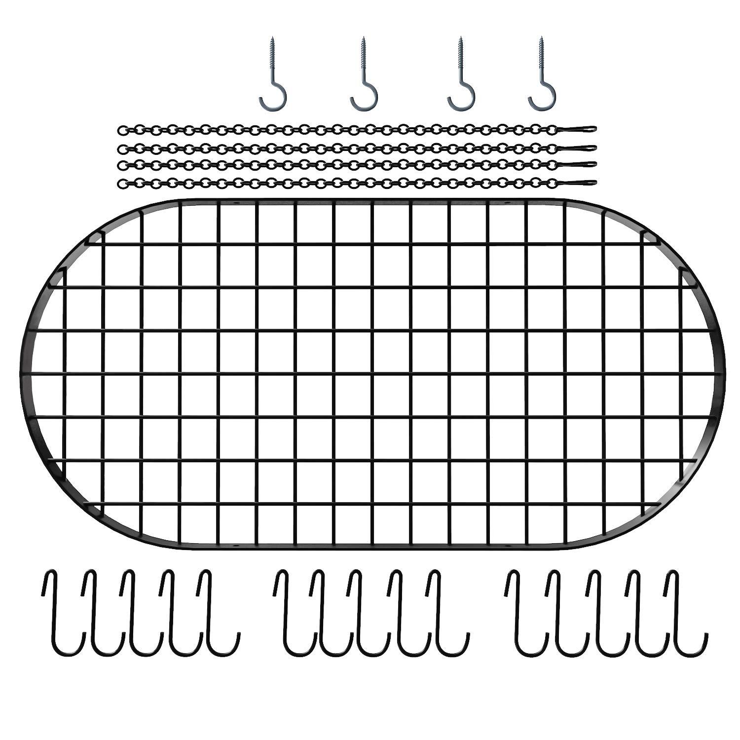 Vdomus Vdomus Heavy-Duty Hanging Pot Rack - 33x17 Inches - Stylish Black Alloy Steel Ceiling Storage with 15 Hooks - Organize Kitchen Cookware and Utensils - Space-Saving Mounted Overhead Holder