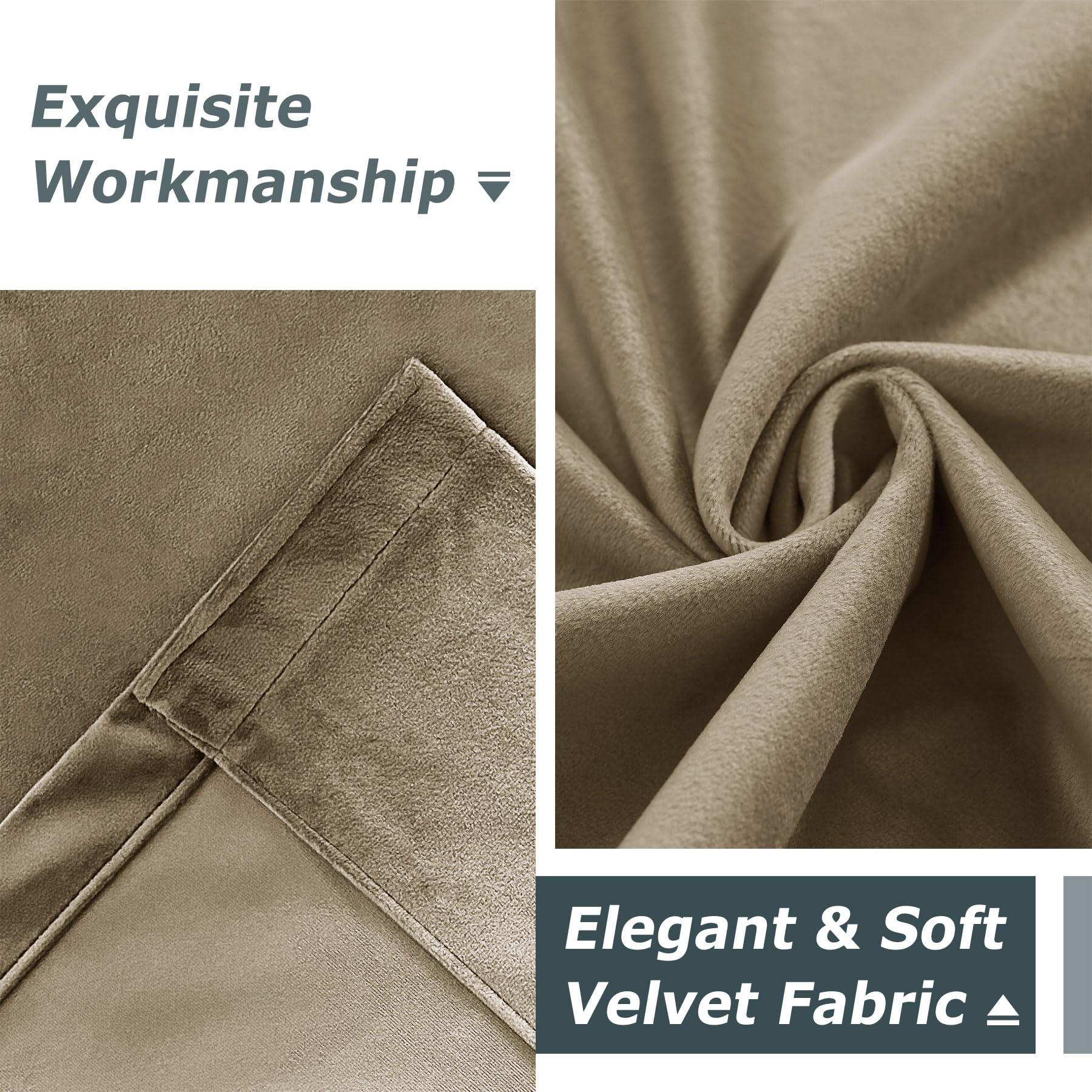 Frelement Frelement Room Darkening Velvet Drapes Pinch Pleat Curtains for Traverse Rod and Track Thermal Insulated Curtains High Windows Loft Bedroom, 50" W x 228" L, 2 Panels, Cornstalk