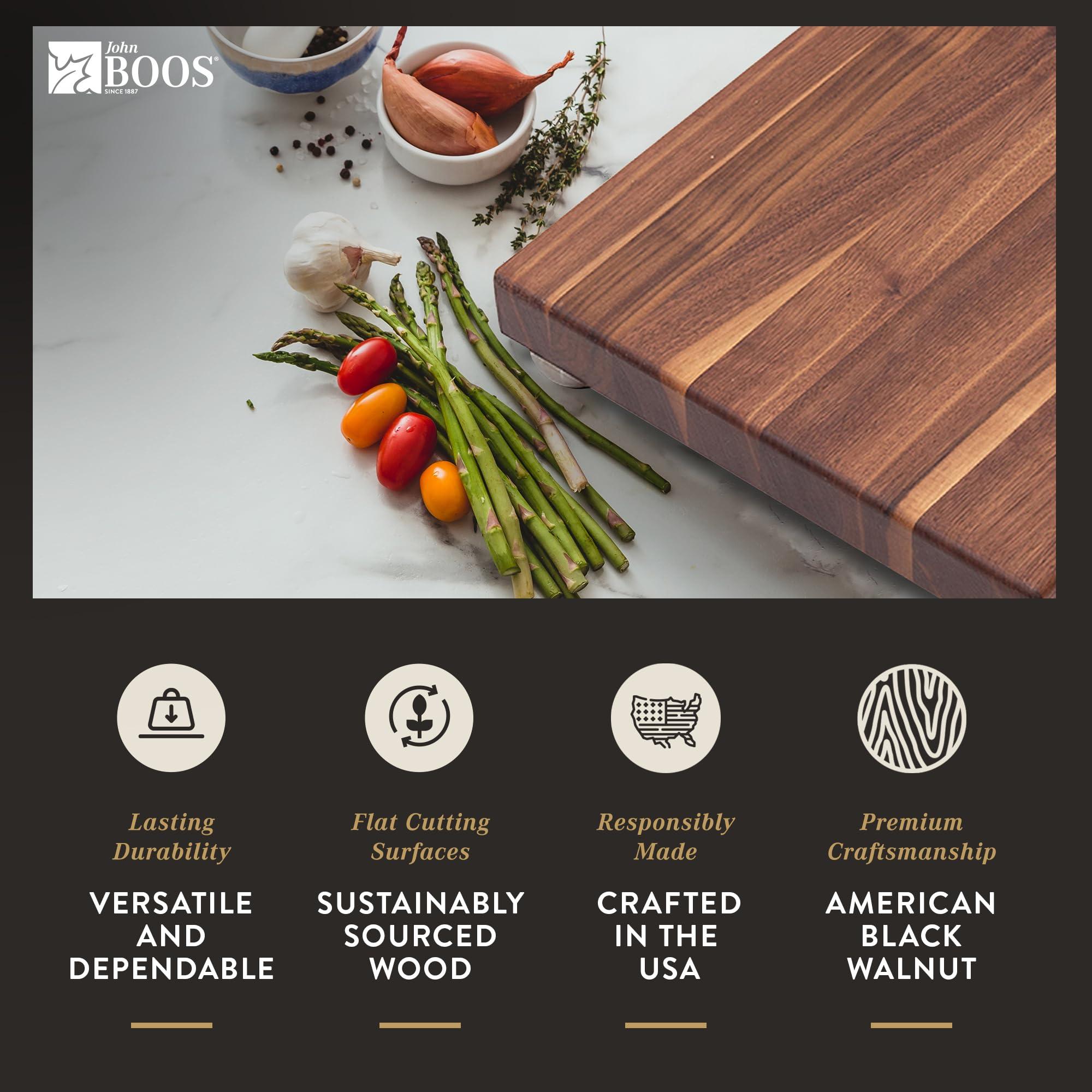 John Boos John Boos Block Square Wood Cutting Board, B Series w/Feet, 9\"x9\"x1.5\", Walnut