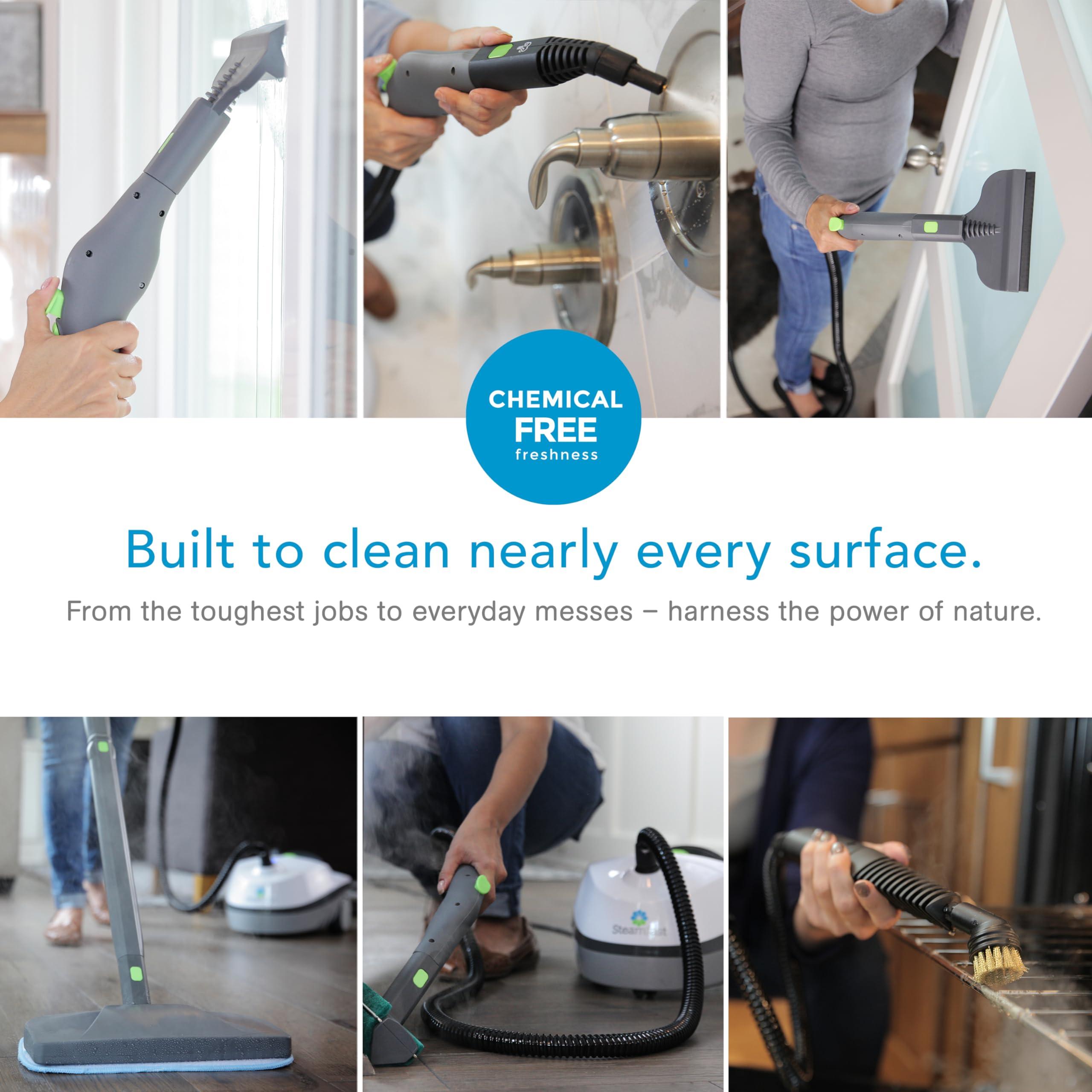 Steamfast Steamfast SF-370 Canister Cleaner with 15 Accessories-All-Natural, Chemical-Free Pressurized Steam Cleaning for Most Floors, Counters, Appliances, Windows, Autos, and More, 64 inches, White