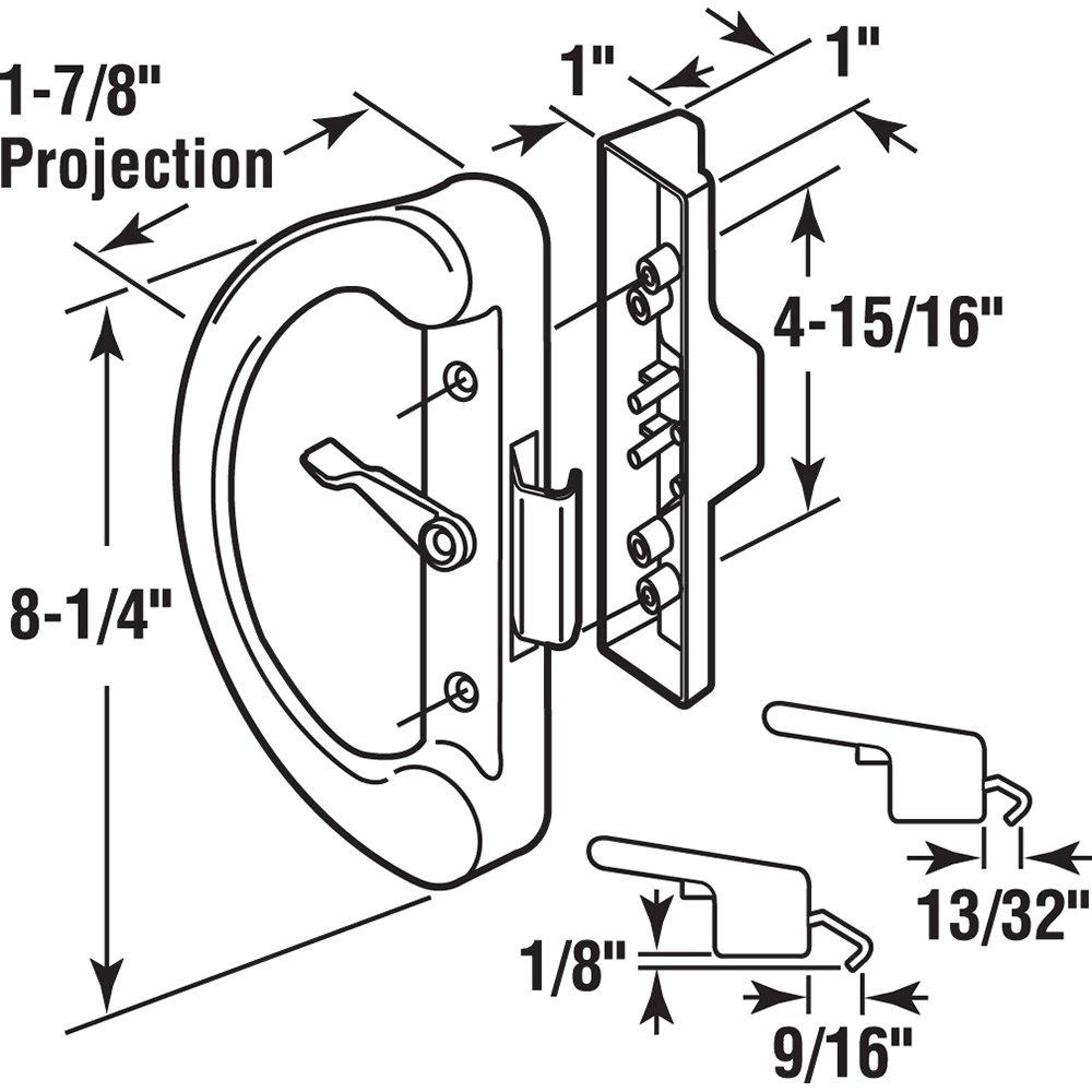 PRIME-LINE Prime-Line C 1223 Non-Keyed Sliding Glass Door Handle Set Replace Old or Damaged Door Handles Quickly and Easily White Diecast, Clamp Style, Surface Mount, Fits 4-15/16 in. Hole Spacing (1 Pack)