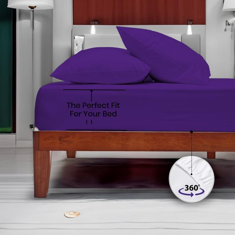 EASYCOT EASYCOT 1000 Thread Count Sheet Set 4 Piece 100% Cotton 12 Inch Deep Pocket Ultra Luxurious Breathable Long Staple Super Soft Easy Fit Wrinkle Free Cooling Hotel Luxury Bed Sheets (Purple, Full)