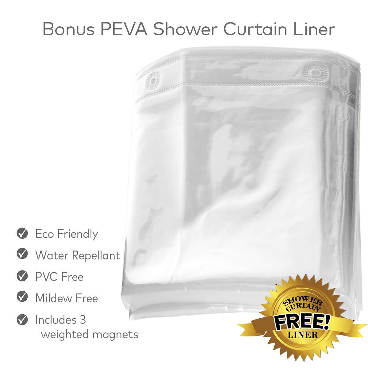 Creative Scents Waffle Fabric White Shower Curtain with Liner Set - Includes Free Clear Liner, Decorative Shower Curtain for Bathroom Set - Rustproof Metal Grommets Waterproof Hotel Quality 72" x 72" Heavy 290 GSM