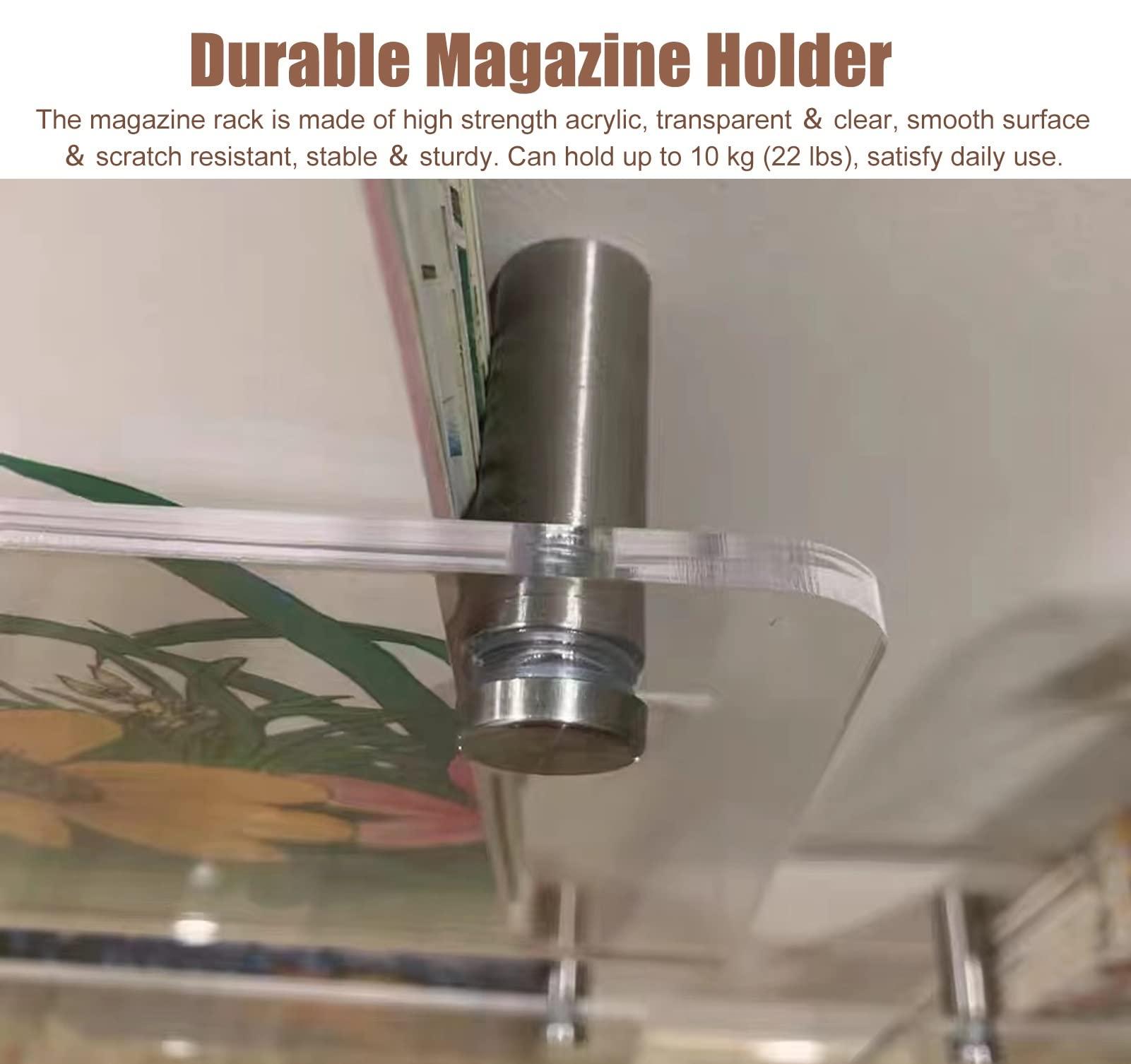 CMYUN Acrylic Magazine Rack Wall Mount - Clear Wall Magazine Storage Holder Stand with Fittings, Home Living Room Office Brochure Display Stand (Size : 100cm(39 3/8\"))