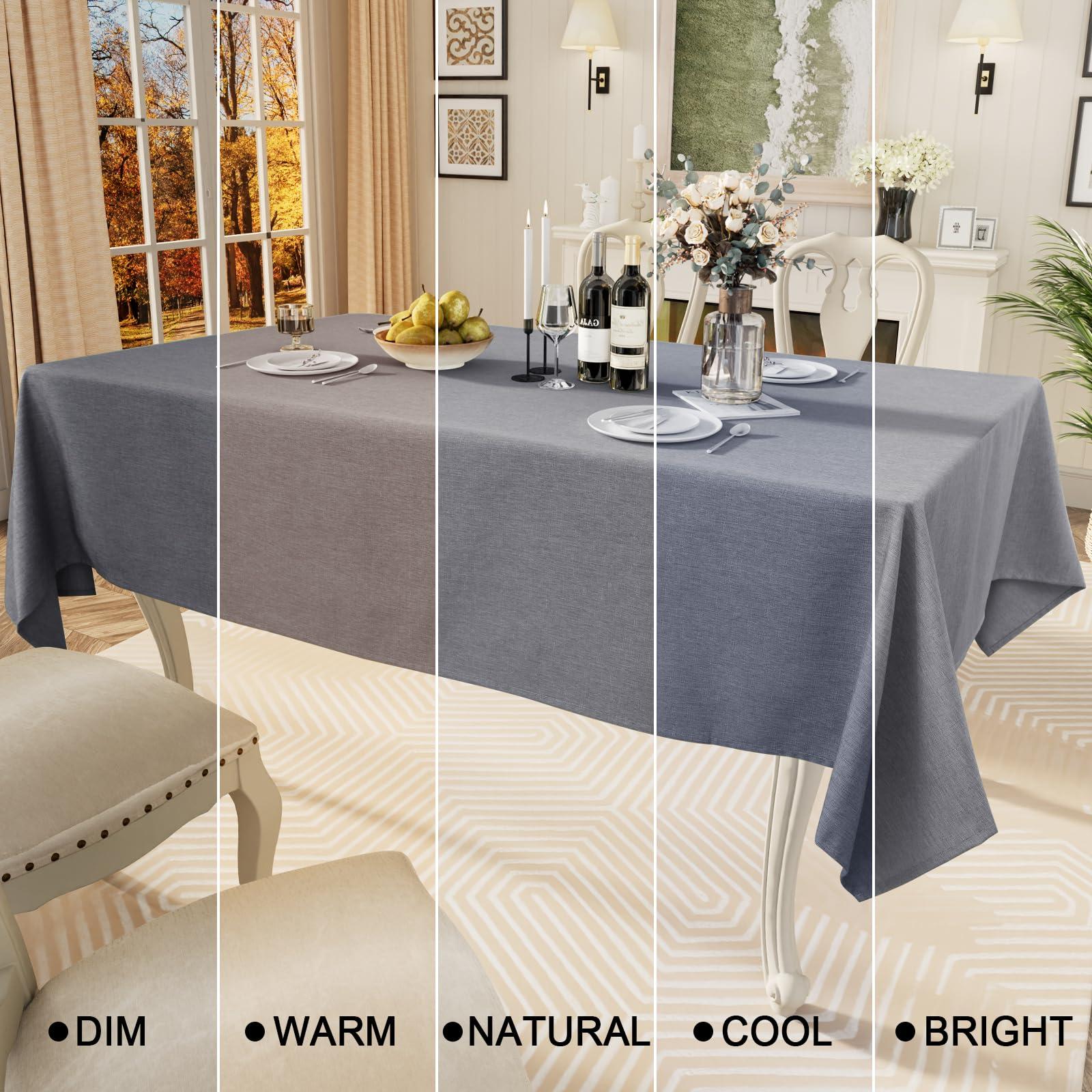 Smiry Smiry Rectangle Table Cloth Linen Textured, Waterproof Spillproof Anti-Wrinkle Burlap Tablecloth, Washable Decorative Fabric Table Cover for Dining, Party, Banquet, 60 x 84 Inch, Grey