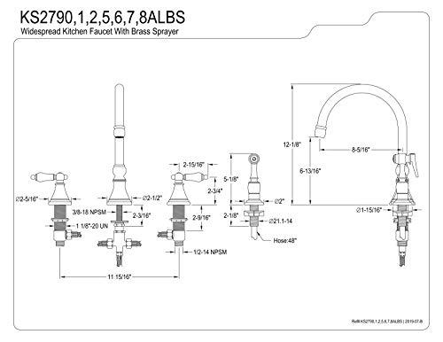 Kingston Brass Kingston Brass KS2792ALBS Governor Deck Mount Kitchen Faucet with Brass Sprayer, 8-1/4-Inch, Polished Brass