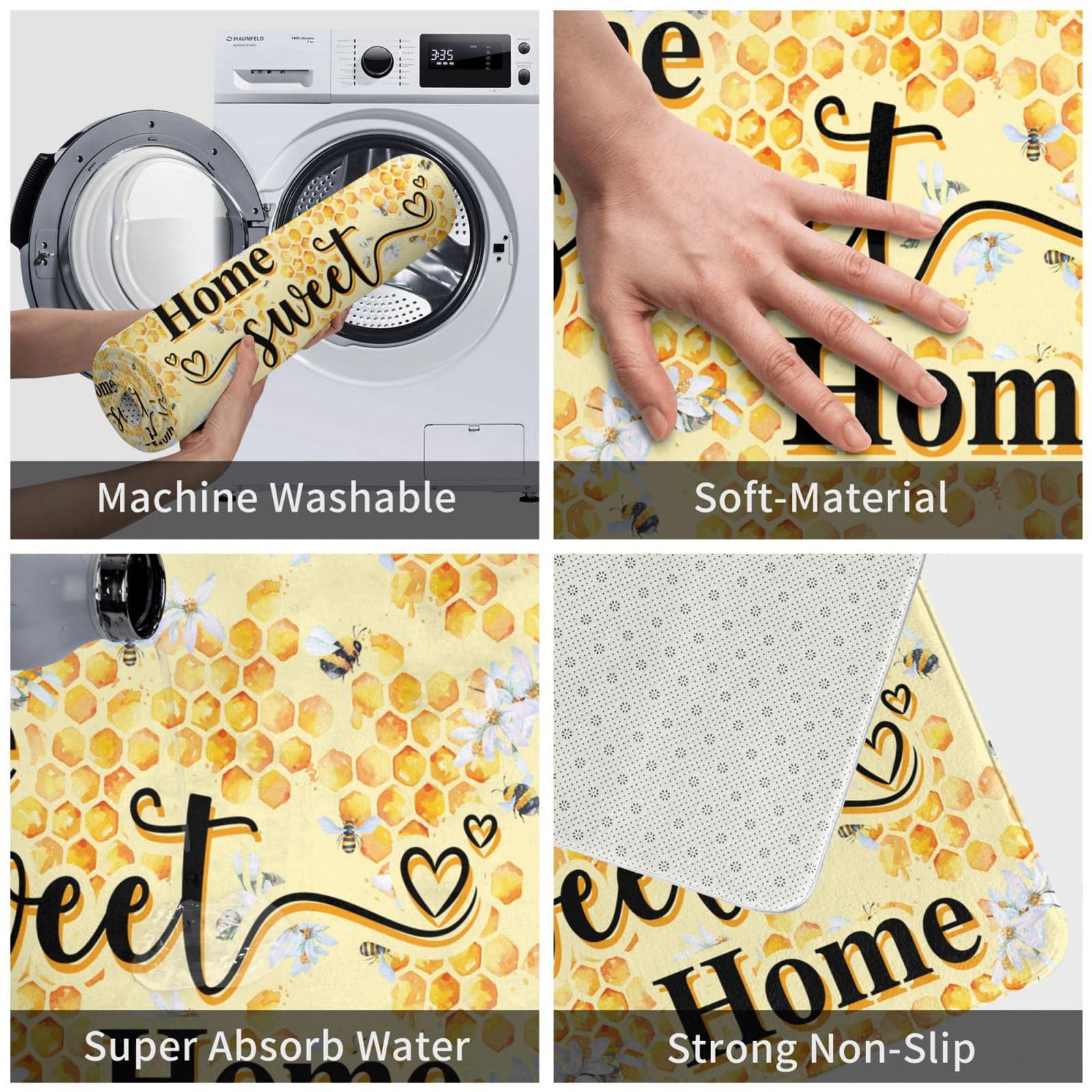 Lairep Lairep Outdoor Welcome Mat, Home Sweet Home Door Mat, Cushioned Anti Fatigue Kitchen Mat, Yellow Farmhouse Doormats for Home Entrance, Washable Non Slip Indoor Entry Rug, 3120 Inch