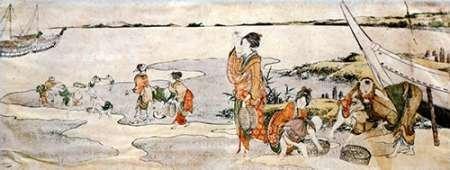 Posterazzi Shellfish Gathering Poster Print by Hokusai (12 x 36)
