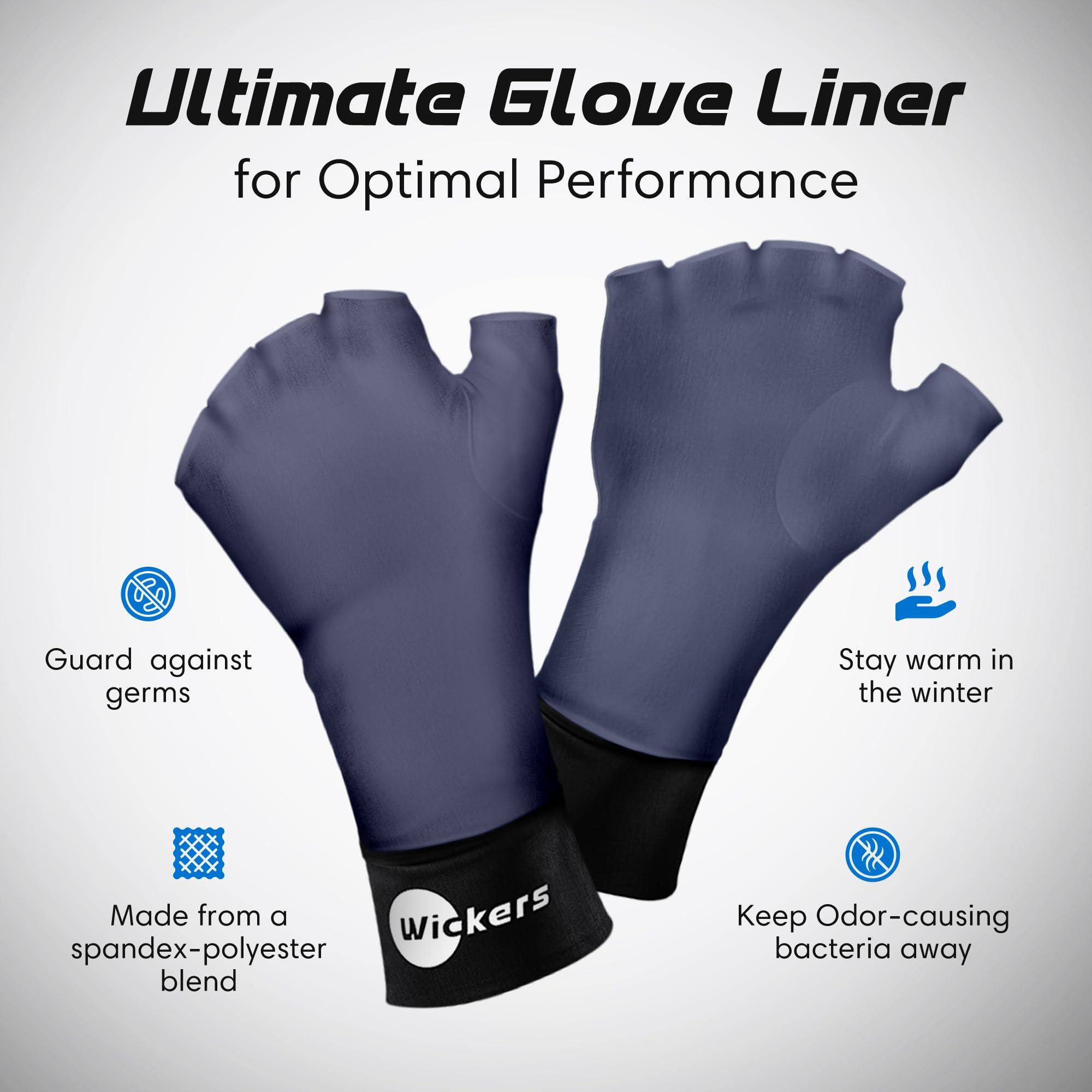 Wickers Wickers Fingerless Athletic Gloves Liners (Large, Gray), Gloves for Winter, Sport Gloves Liner, Lacrosse Glove Liners, Ski Glove Liners, Thin Glove Liners, Gloves Liner, Hockey Gloves Liners