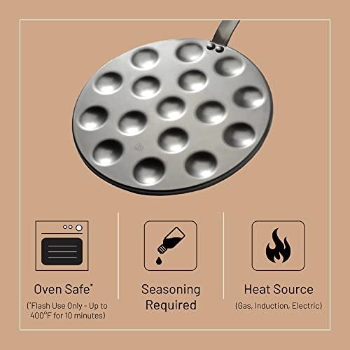 De Buyer De Buyer MINERAL B Carbon Steel Aebleskiver & Poffertjes Pan - Ideal for Mini Pancakes - Naturally Nonstick - Made in France