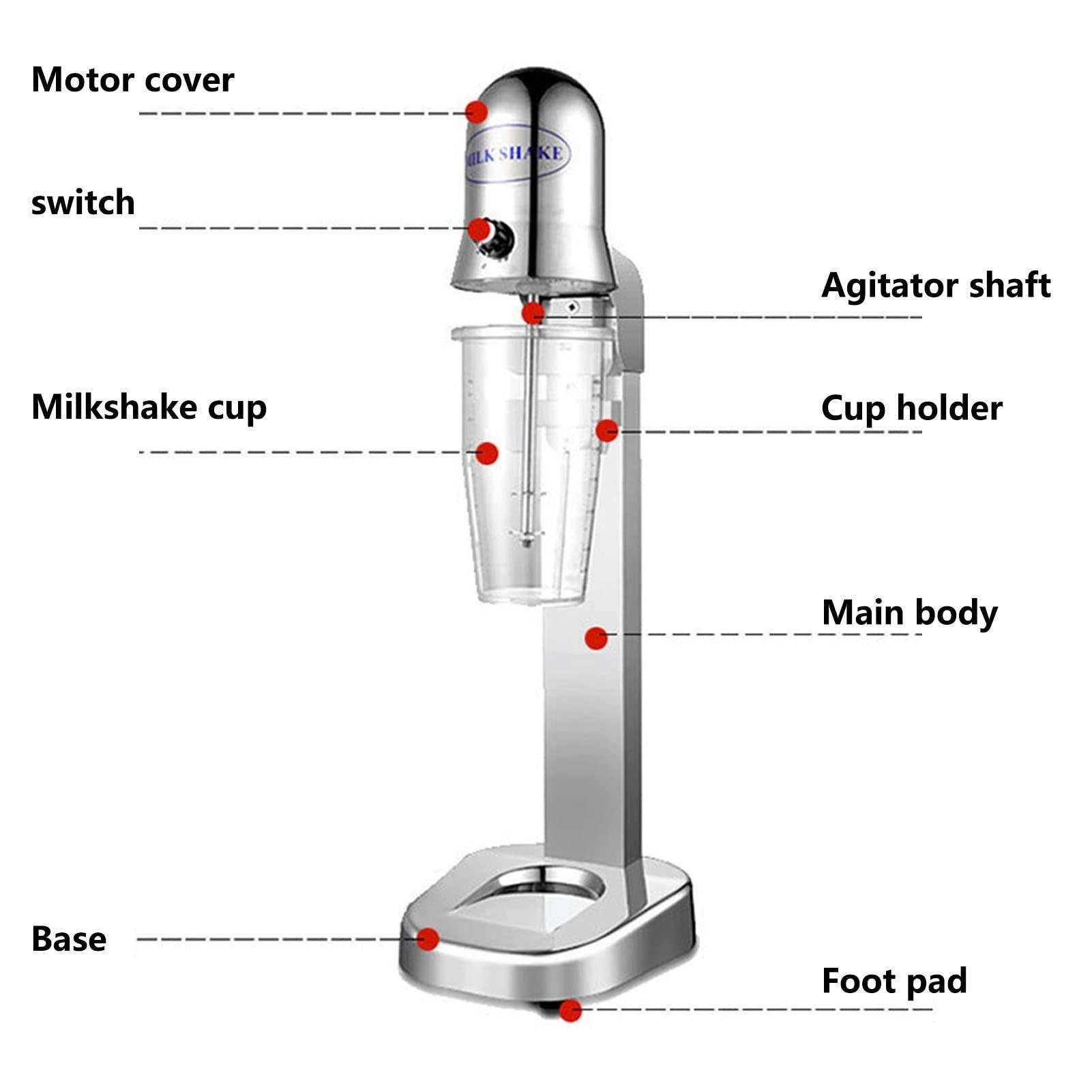 BLUNOA Classic Milkshake Maker Machine Electric Milk Shaker Mixer With 29 OZ Cup 2 Speeds Automatic Milk Foam Beverage Blender Stainless Steel Drink Mixer With Mixing Cup For Cafes/Shakes/Bars