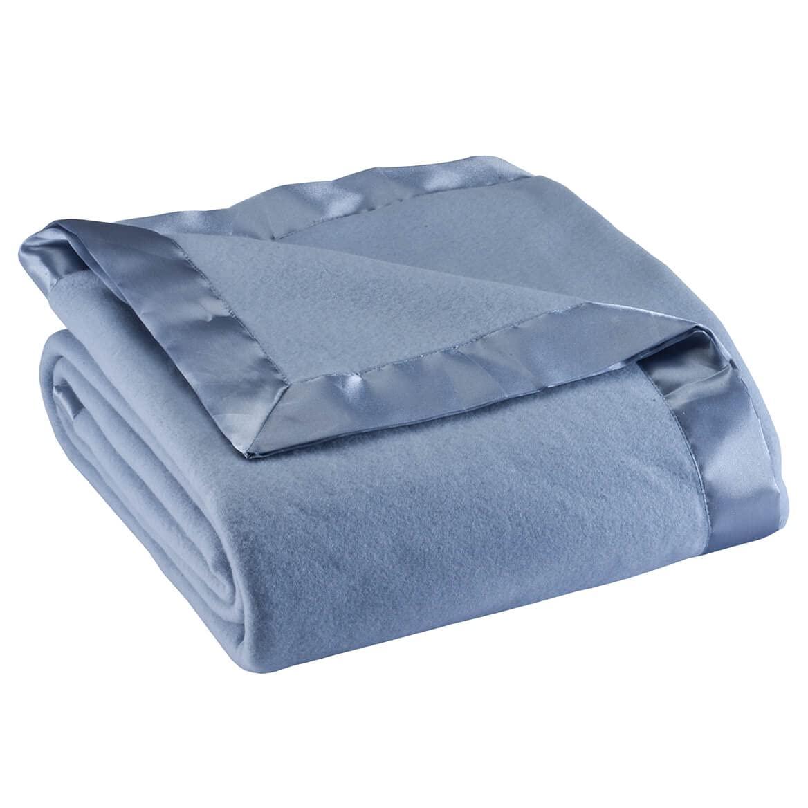 OakRidge OakRidge Satin Fleece Blanket, Full/Queen, Twin or King Size – 100% Polyester Lightweight Fabric and Cozy Satin Binding Edges in Tightly Folding Travel Blanket, Blue