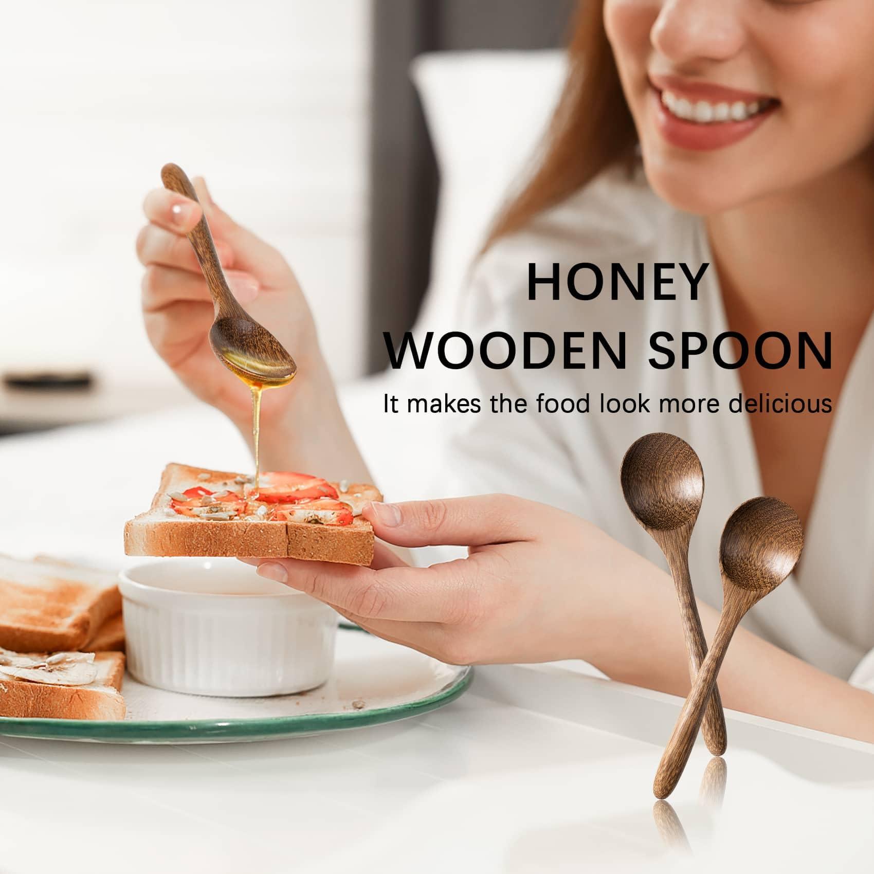 Hefild Hefild 6.7inch 6PCS Wooden Spoons for Honey and 13inch 3PCS Large Wooden Spoons for Cooking