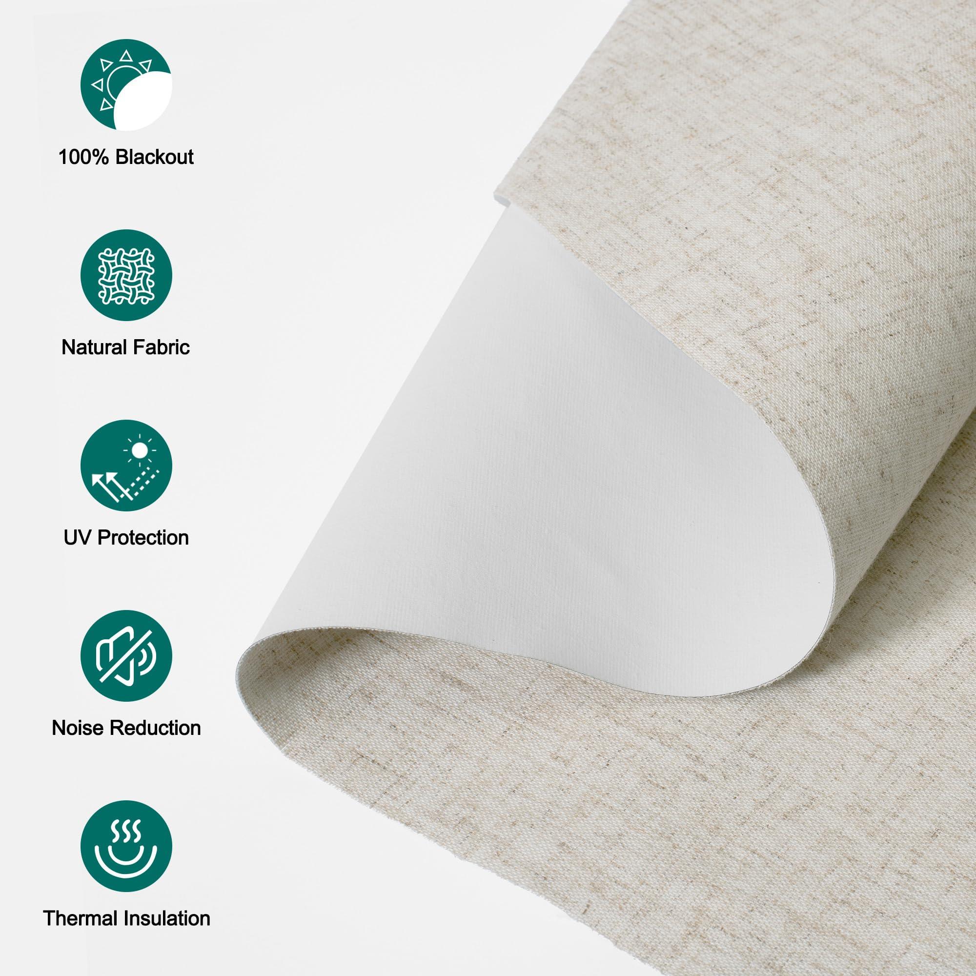 BERISSA BERISSA Roman Shades for Windows, Blackout Roman Blinds,Room Darkening Thermal Insulated Window Shades for Home Living Room Bedroom,Linen Beige,34" W x 90" H