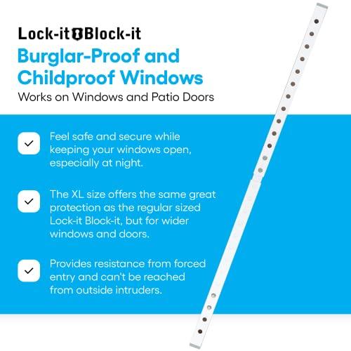 The Lock-It Block-It The Lock-it Block-it Extra Long (1 Device) Home Security Adjustable Window Security Bars/Window Lock Bar, Security Bar for Sliding Glass Door, Child Safety Lock & Sliding Patio Door Security Bar