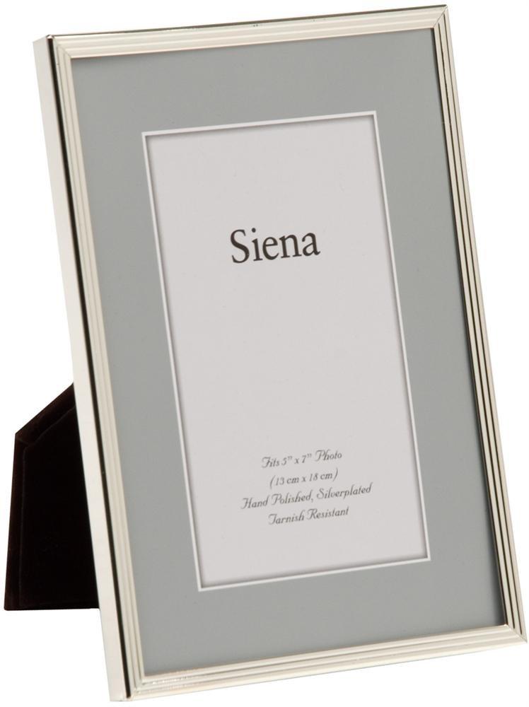 Tizo Design Siena Slim Grooved Silver Picture Frame, Tarnish Resistant Finish, Perfect Photo Frame for Any End Table, Credenza, Shelf, or Nightstand, Silver 5x7