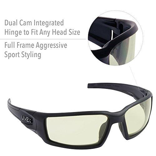 HOWARD LEIGHT Howard Leight by Honeywell Uvex Hypershock Low-Light Shooting Glasses with Uvextreme Plus Anti-Fog Lens Coating, Amber Lens (R-02221), One Size , Black