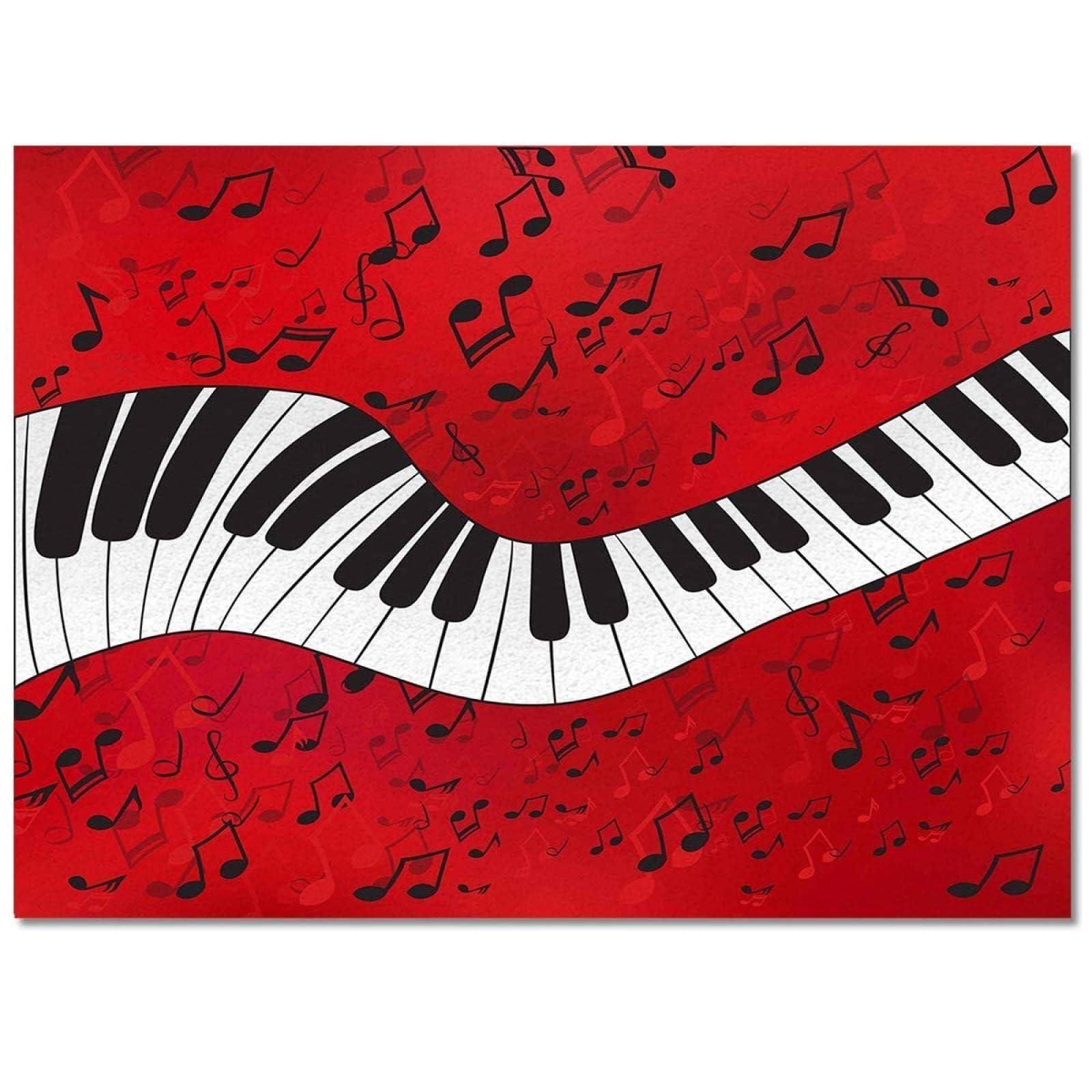 MLWC Red Music Lover Area Rug, Black White Piano Keys Decorative Rug, Easy Clean Carpet with Anti-Slip Backing for Bedroom Living Room Dining Room Office 3ftx5ft