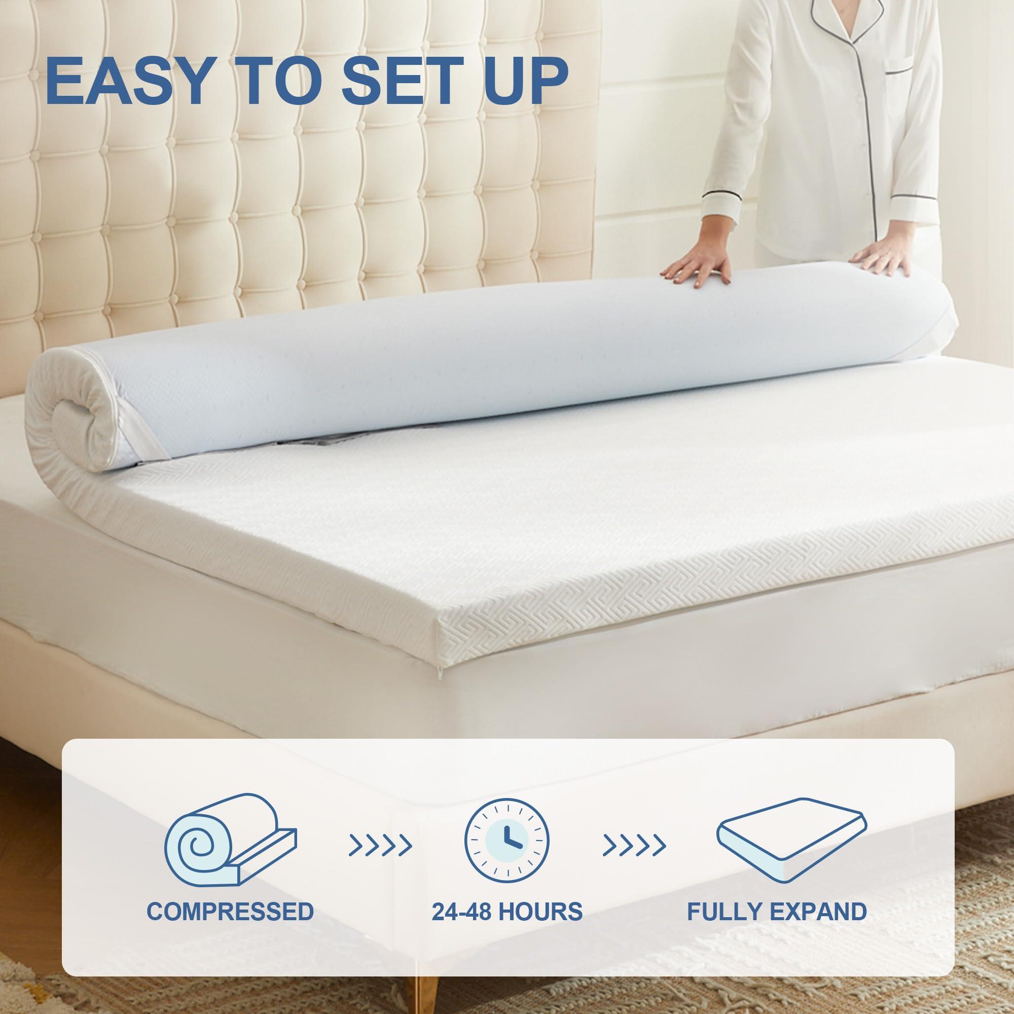 Eiayeebil Eiayeebil 2 Inch Memory Foam Mattress Topper Twin XL, Memory Foam Pad with Removable & Washable Cover, Bed Topper for Back Pain, Non-Slip Ventilated Design, Twin XL Size