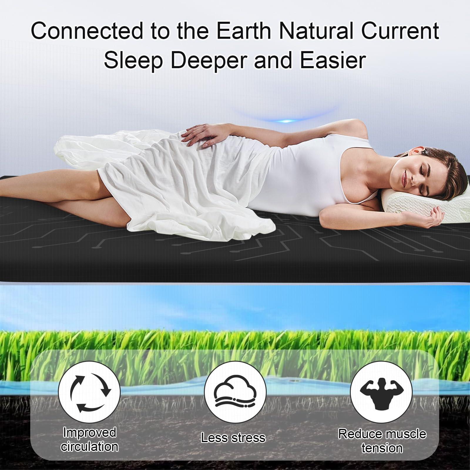 ConBlom Grounding Fitted Sheet with Grounding Cord, Earthing Bed Sheets, 5% Silver Fiber & 95% Cotton Fiber, Conductive Earthing Bed Sheet for Better Sleep (Black, California King)