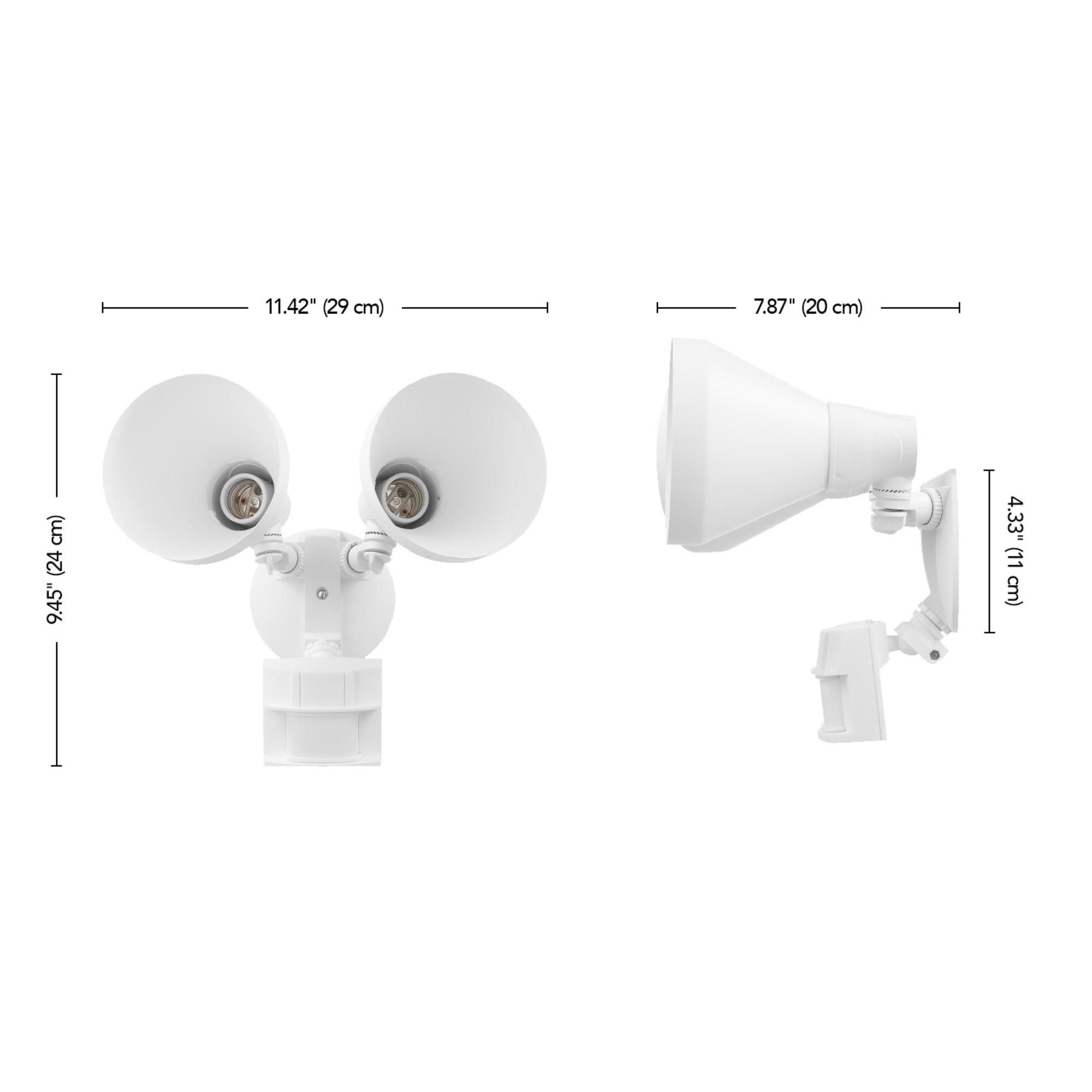 Globe Electric Globe Electric 17000273 180-Degree 240 W Twin Head White Hardwired Motion Sensor Security Flood Light, Spotlight, Outdoor, Outside House Lights