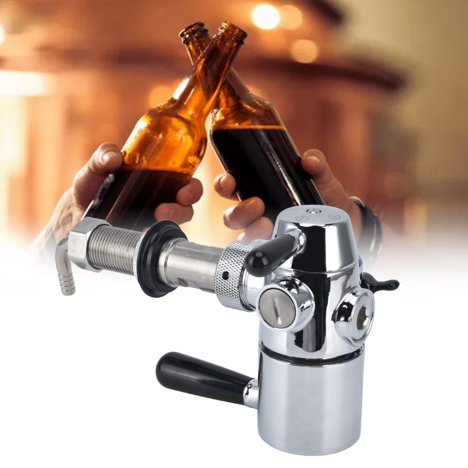 Cryfokt Beer Bottle Filler, No Foam Counter Pressure Bottle Filler with Removable Clip Lock 304 Stainless Steel Fast Filling Glass Bottle Filling Tool for Beer & Wine