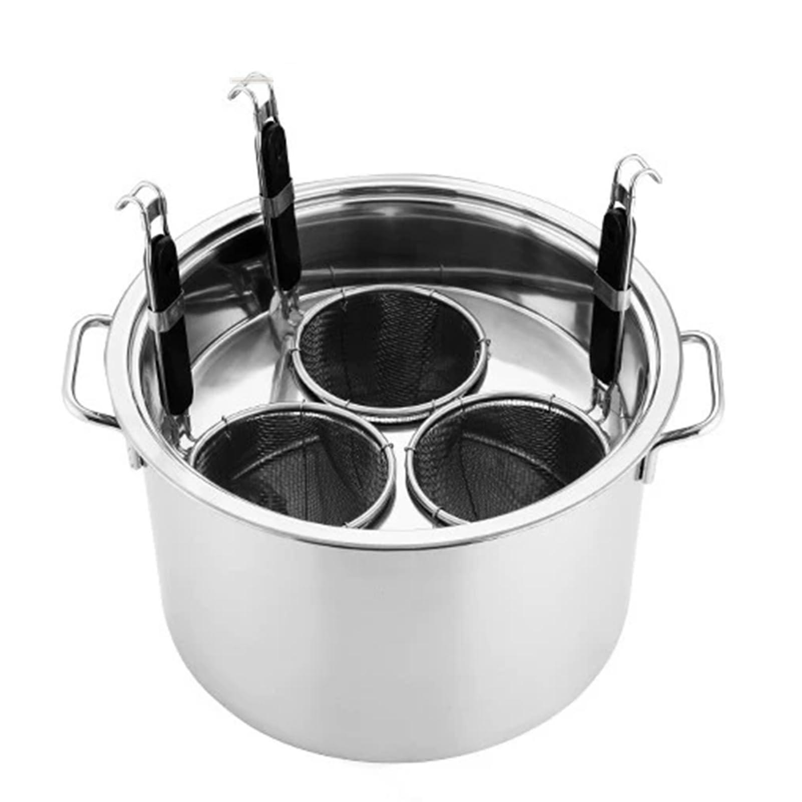 UTOYA UTOYA Stainess Steel Pasta Cooker W/Inserts, Cookware Stockpot With Divider And Colander Strainer, Heavy Duty Induction Pot, Induction, Ceramic, Glass And Halogen Cooktops Compatible (Color : 3 Hole