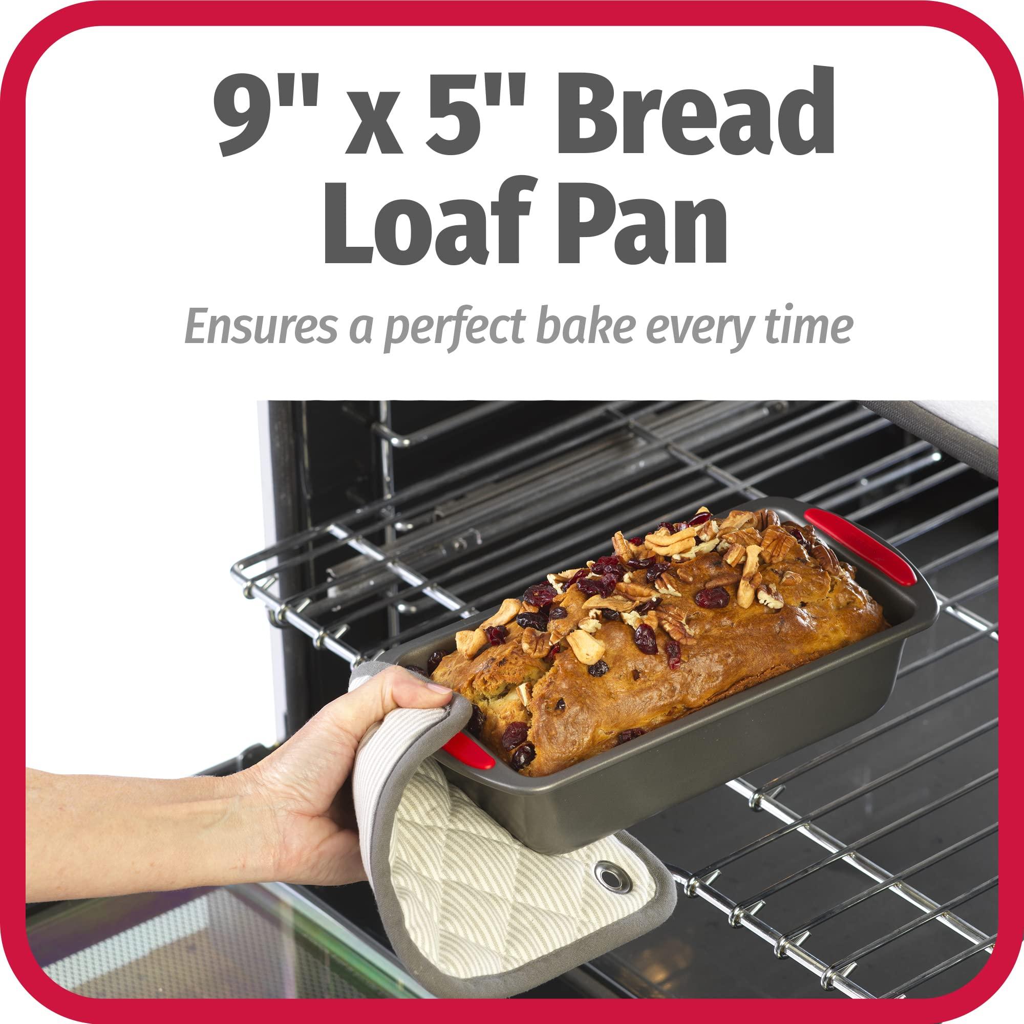 GoodCook GoodCook MegaGrip 9" x 5" Nonstick Steel Bread Loaf Pan with Silicone Grip Handles, Gray