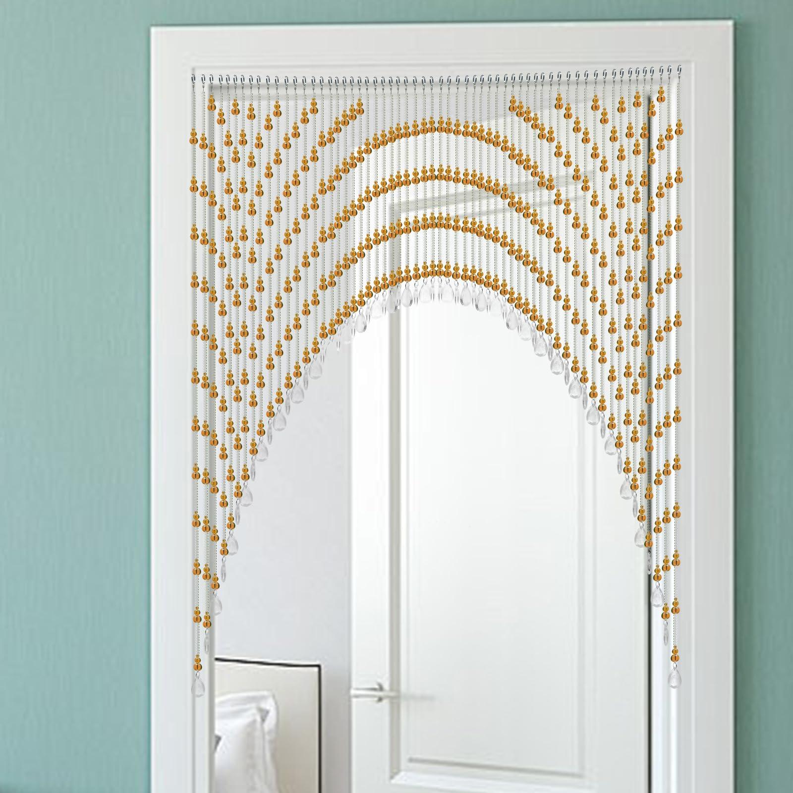 AKaSping Beaded Curtain Crystal Beads Door String Curtains 60PCS Foyer Partition Front Door Decor Curtains Hanging Door Beads Curtain for Privacy Divider Hippie Home Decor Rustic Porch Bedroom Living Room