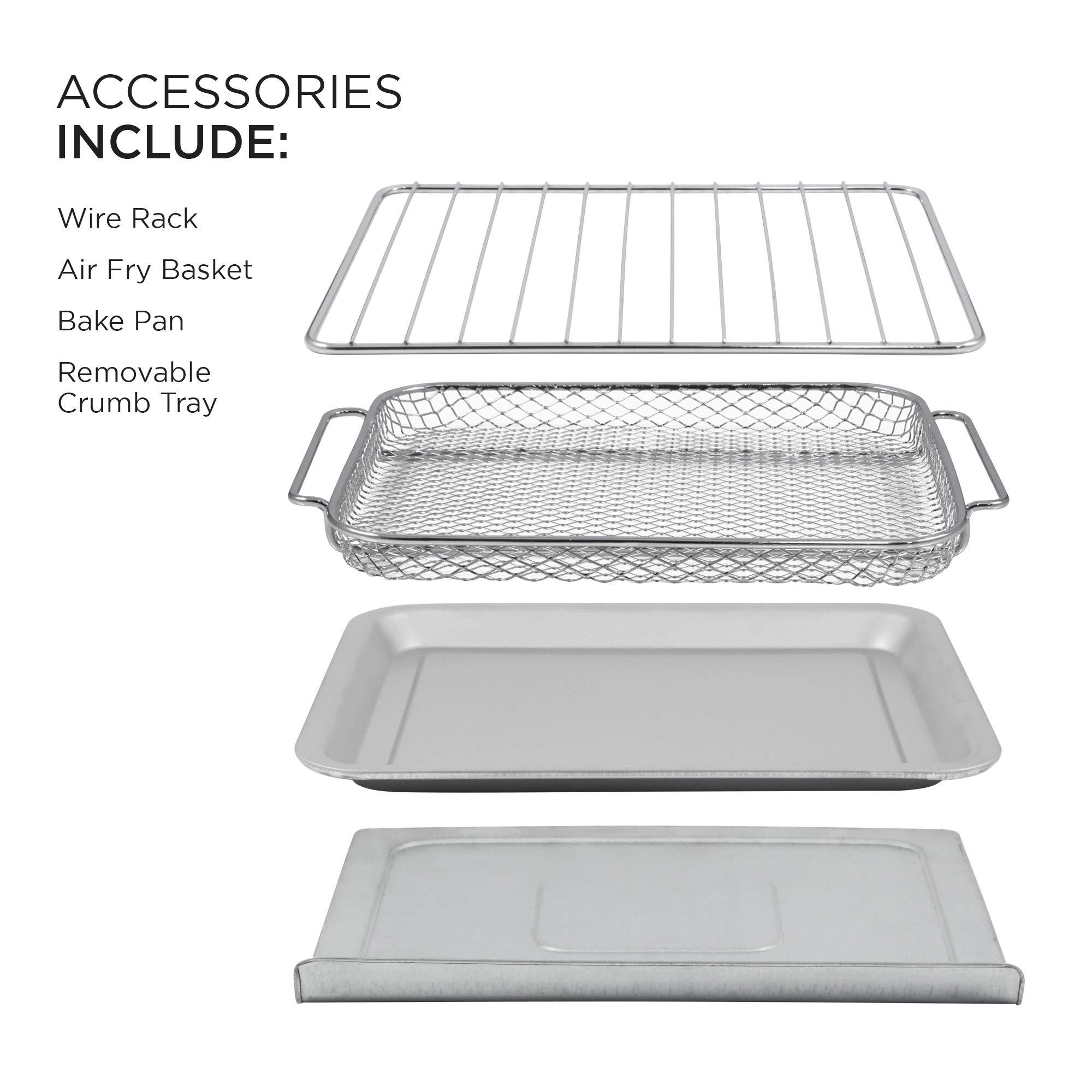 Elite Gourmet Elite Gourmet EAF1010D Programmable 10L Air Fryer Convection Countertop Oven, 8 Menu Settings, Temperature + Timer Controls, Bake, Toast, Broil, Air Fry, 1500W with Recipes, Steel Exterior