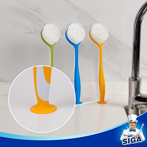 MR.SIGA MR.SIGA Round Dish Brush, Size: Dia 5.5 x 25cm - Pack of 3