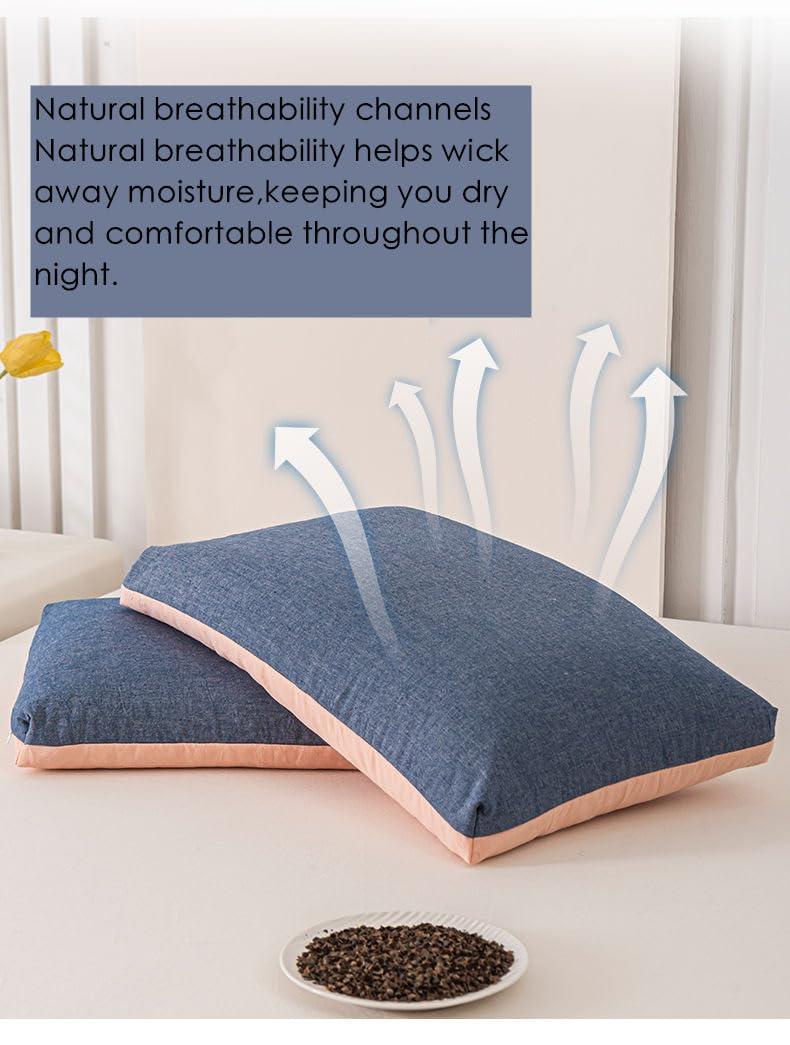 OvOHapia OvOHapia Japanese Buckwheat Pillows, Japanese Buckwheat Pillows for Sleeping, Comfy Comfy Buckwheat Pillow (Blue,21 * 11in)