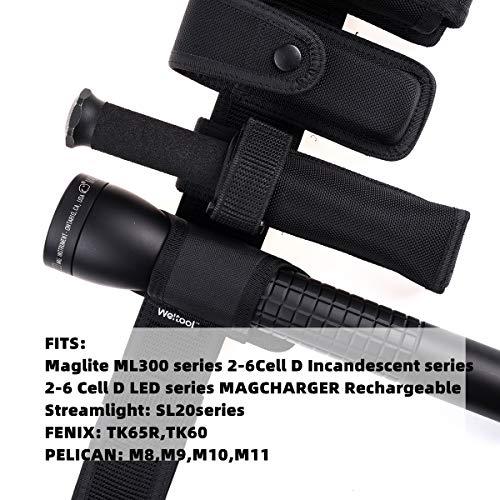 Weltool Weltool Open Top Flashlight Holster Holder Belt Carry Cases Compatible MAGLITE ML300, 2-6CELL D Series, MAGCHARGER Rechargeable