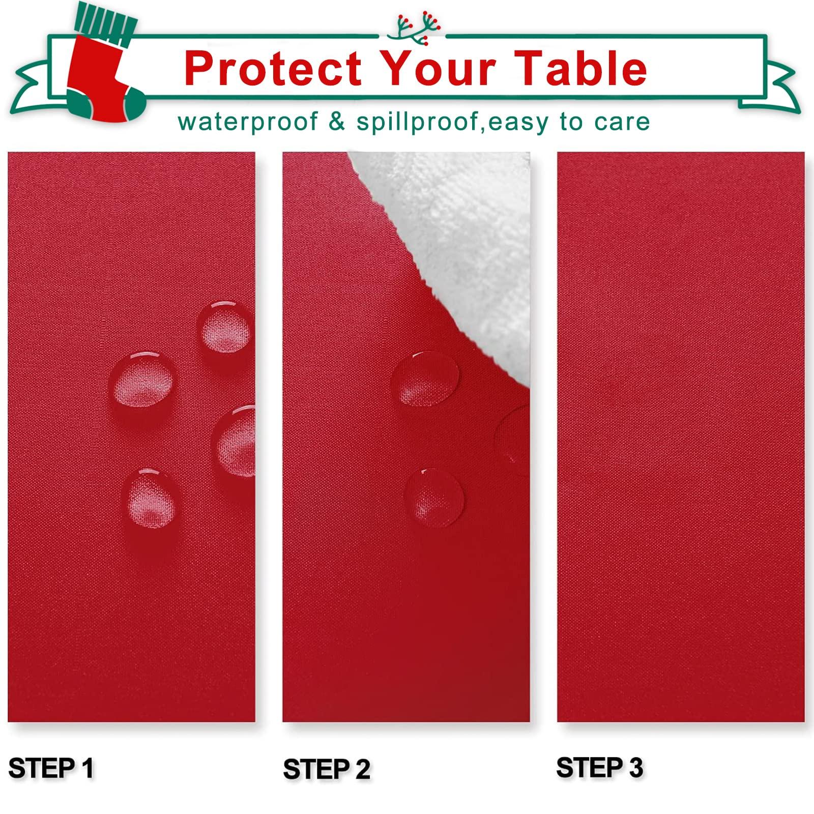Hiasan Hiasan 2 Pieces Red Tablecloth Rectangle - Wateproof and Spillproof Kitchen Christmas Washable Polyester Table Cloth for Dining Room, 60 x 102 Inch