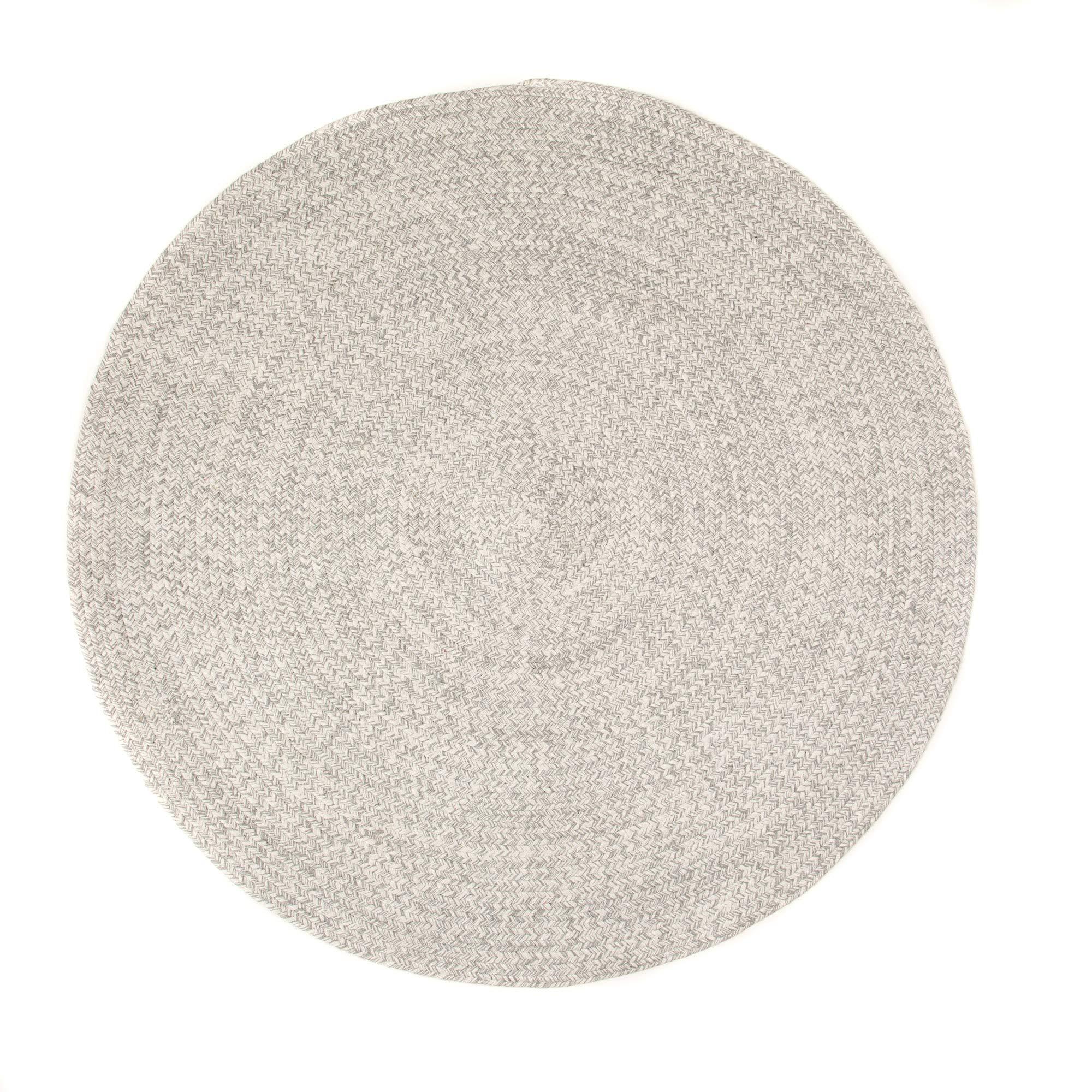 Super Area Rugs Super Area Rugs Farmhouse Braided Rug Cotton Kitchen Reversible Carpet, Gray & White, 6' Round