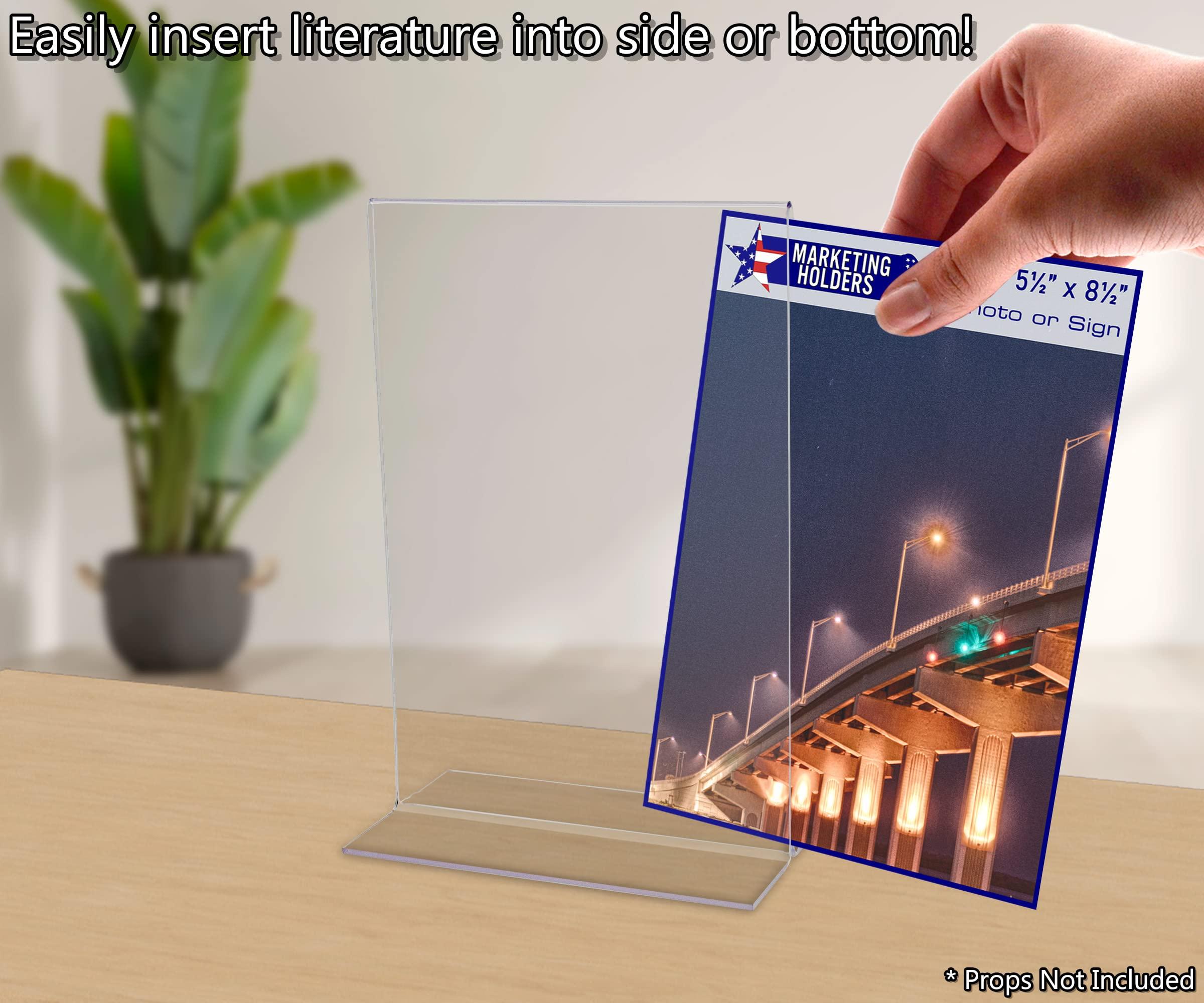 Marketing Holders 6 Pack Sign Holder 5.5 x 8.5 Inch Double Sided Clear Acrylic Frame for Countertops Vertical Literature Menu Pricing Deli Bottom Loading Table Tent Display by Marketing Holders