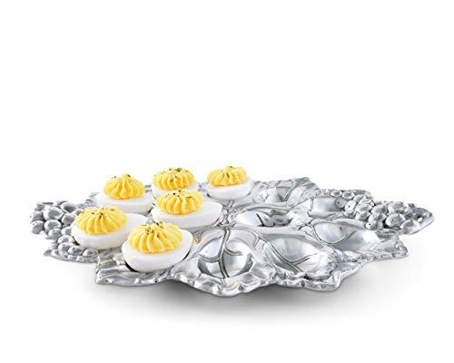 Arthur Court Arthur Court Metal Deviled Egg Holder Tray Grape Pattern Sand Casted in Aluminum with Artisan Quality Hand Polished Designer Tarnish-Free 12.5 inch x 9 inch