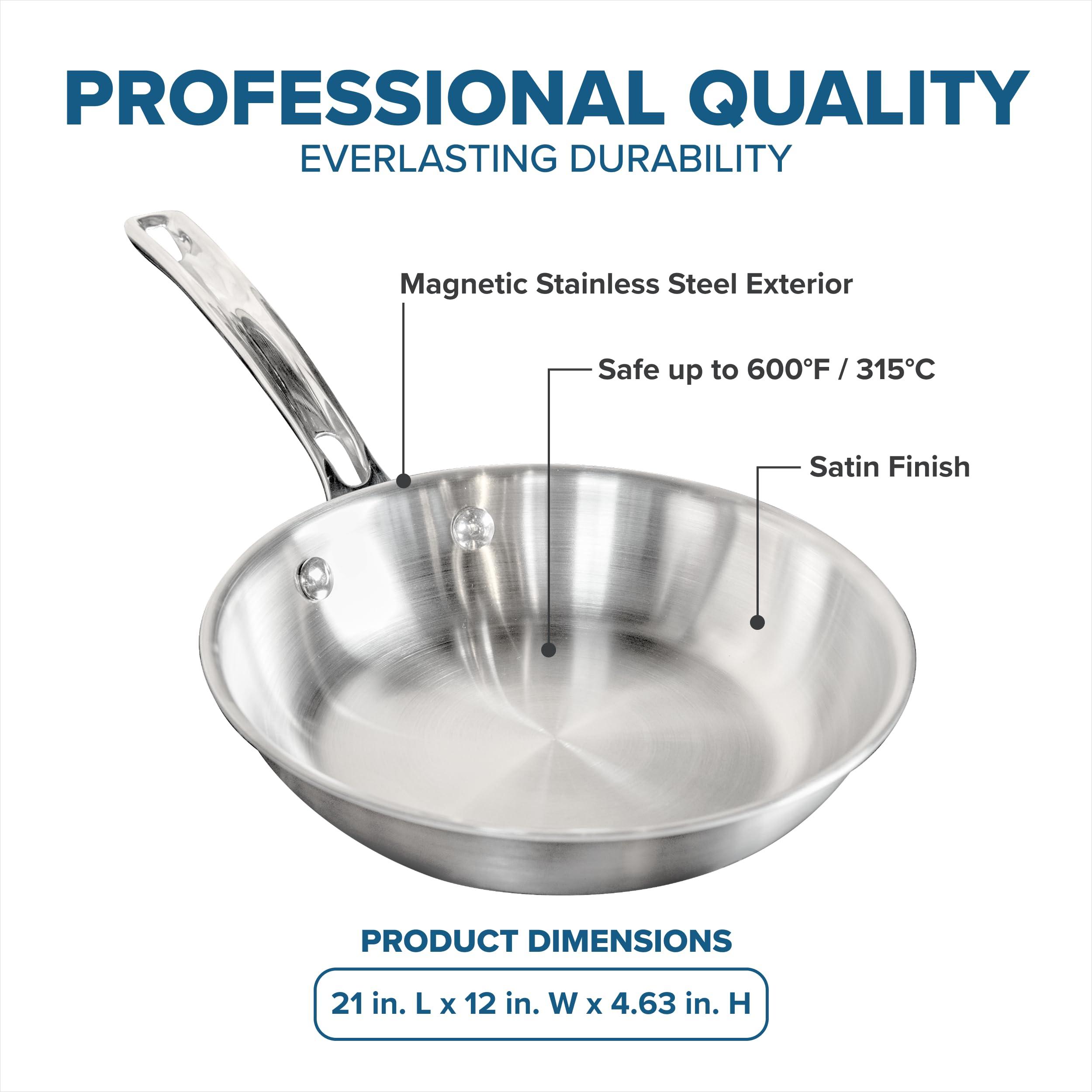 Viking Culinary Viking Culinary Professional 5-Ply Stainless Steel Fry Pan, 12 Inch, Ergonomic Stay-Cool Handle, Dishwasher, Oven Safe, Works on All Cooktops including Induction