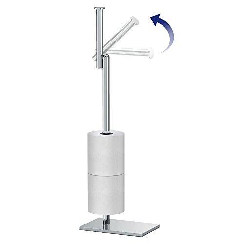 Gatco Gatco 1443C Modern Square Base Toilet Paper Holder Stand with Storage, Chrome, 21.13"H