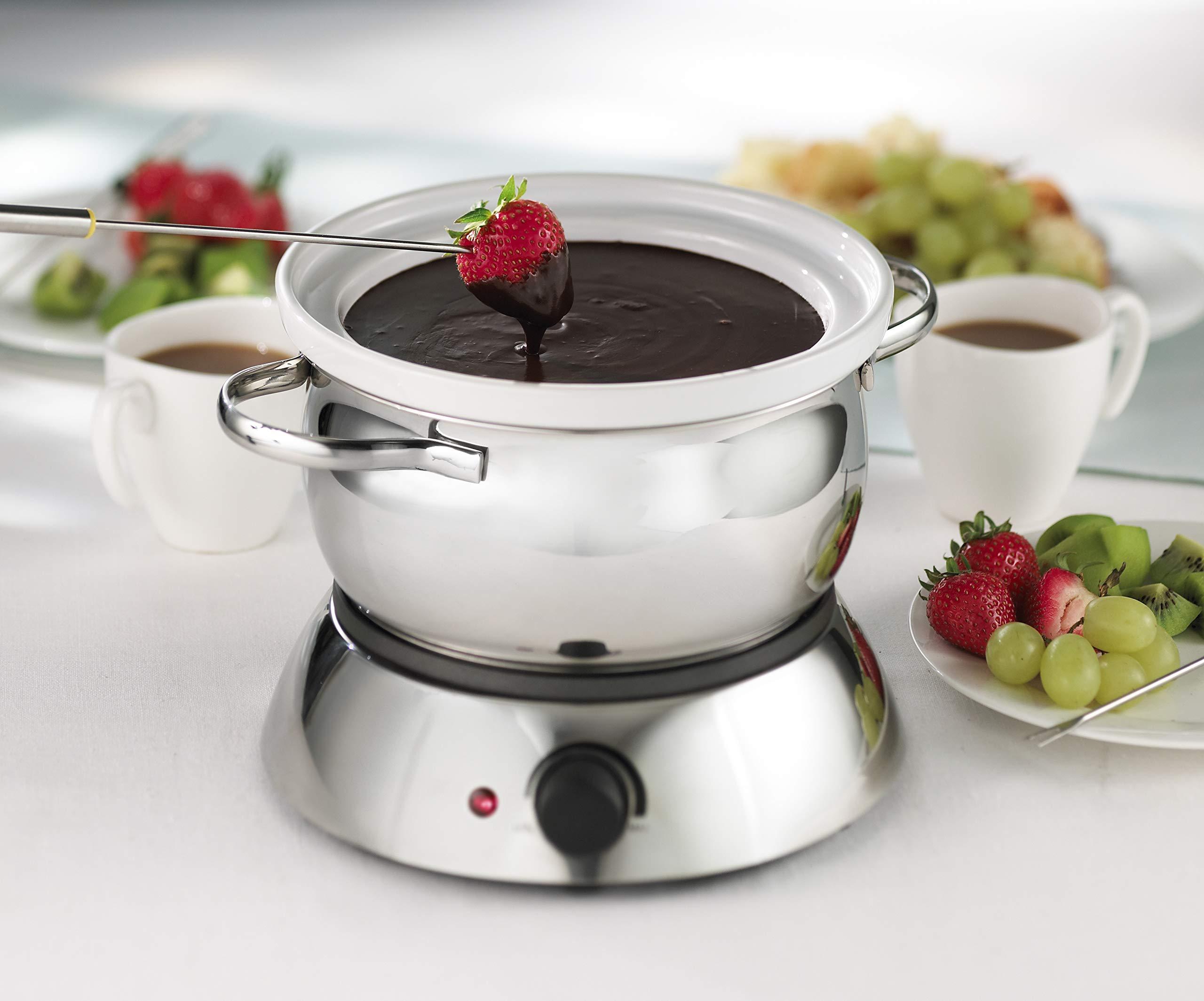 Trudeau Trudeau 0829020 Alto 3-in-1 Electric Fondue Set for Chocolate and Cheese, 11-Piece with Forks Included, Stainless Steel, 81 Ounce, Silver