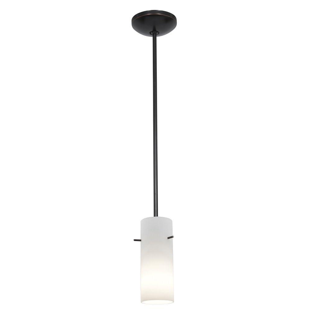 Access Lighting - HI Access Lighting - HI Cylinder-1 LED Glass Pendant with Rod-4 Inches Wide by 10 Inches Tall-Oil Rubbed Bronze Finish-Opal Glass Color-Incandes