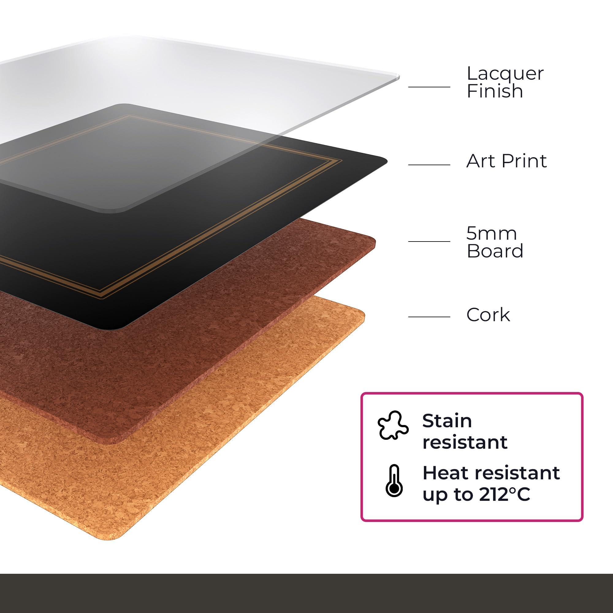 Pimpernel Pimpernel Tally Ho Collection Placemats | Set of 4 | Heat Resistant Mats | Cork-Backed Board | Hard Placemat Set for Dining Table | Measures 15.7” x 11.7”