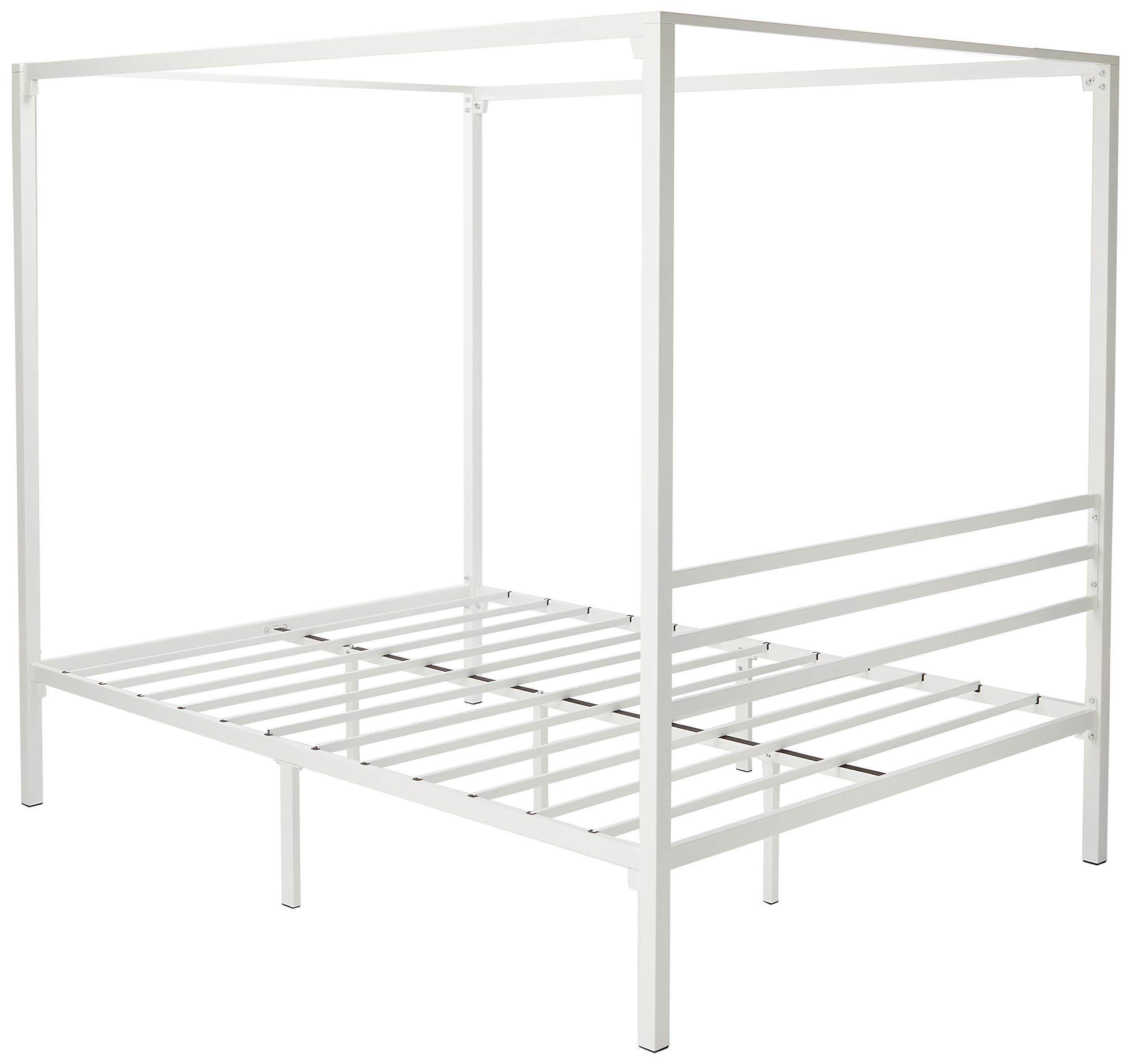Zinus ZINUS Patricia White Metal Canopy Platform Bed Frame, Mattress Foundation with Steel Slat Support, No Box Spring Needed, Easy Assembly, Queen
