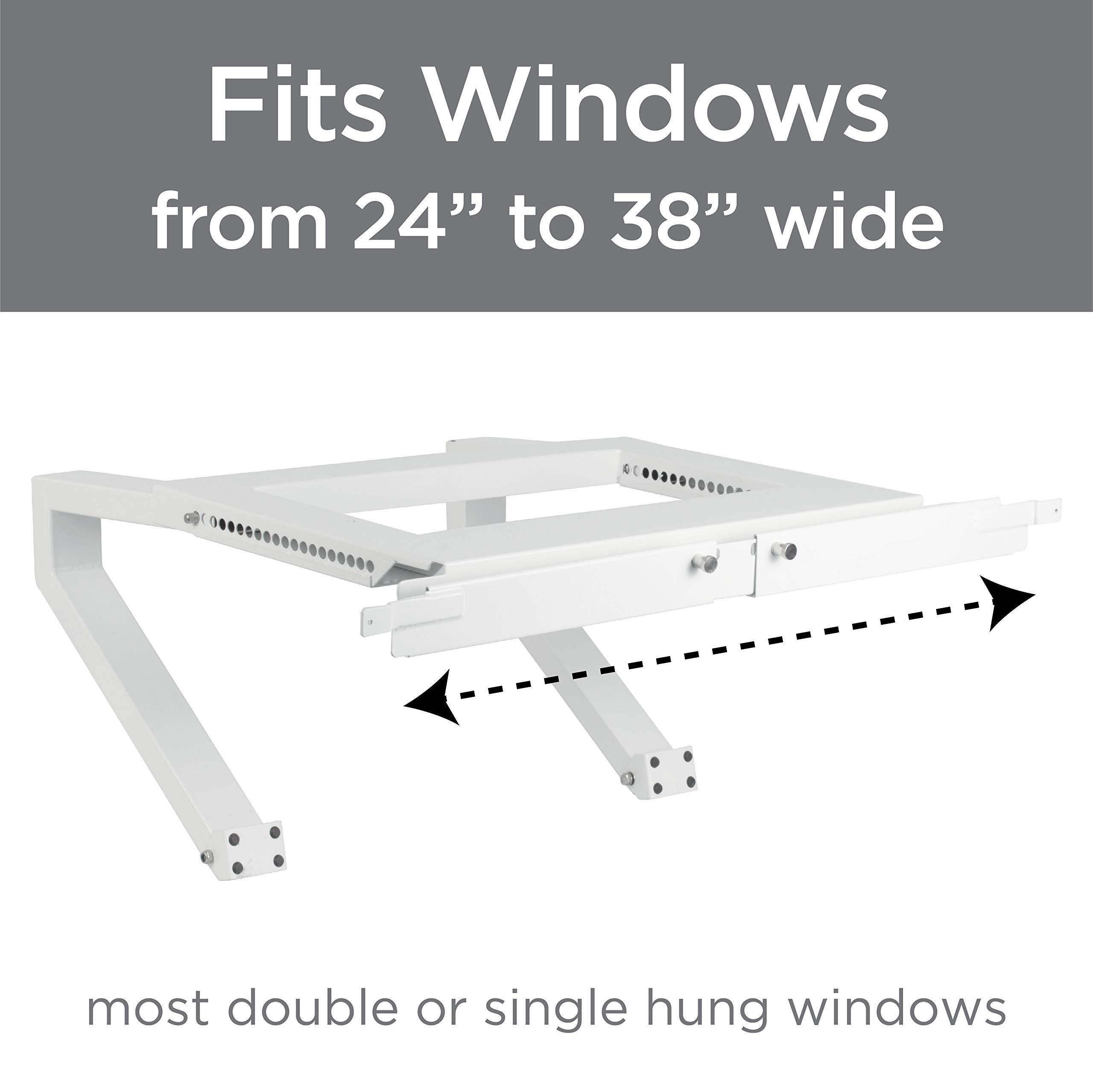 AnyMount Top Shelf TSB-2438 Universal Heavy Duty Window Air Conditioner AC Support Bracket -Holds Up to 225 lbs., No Drilling or Tools Required, White