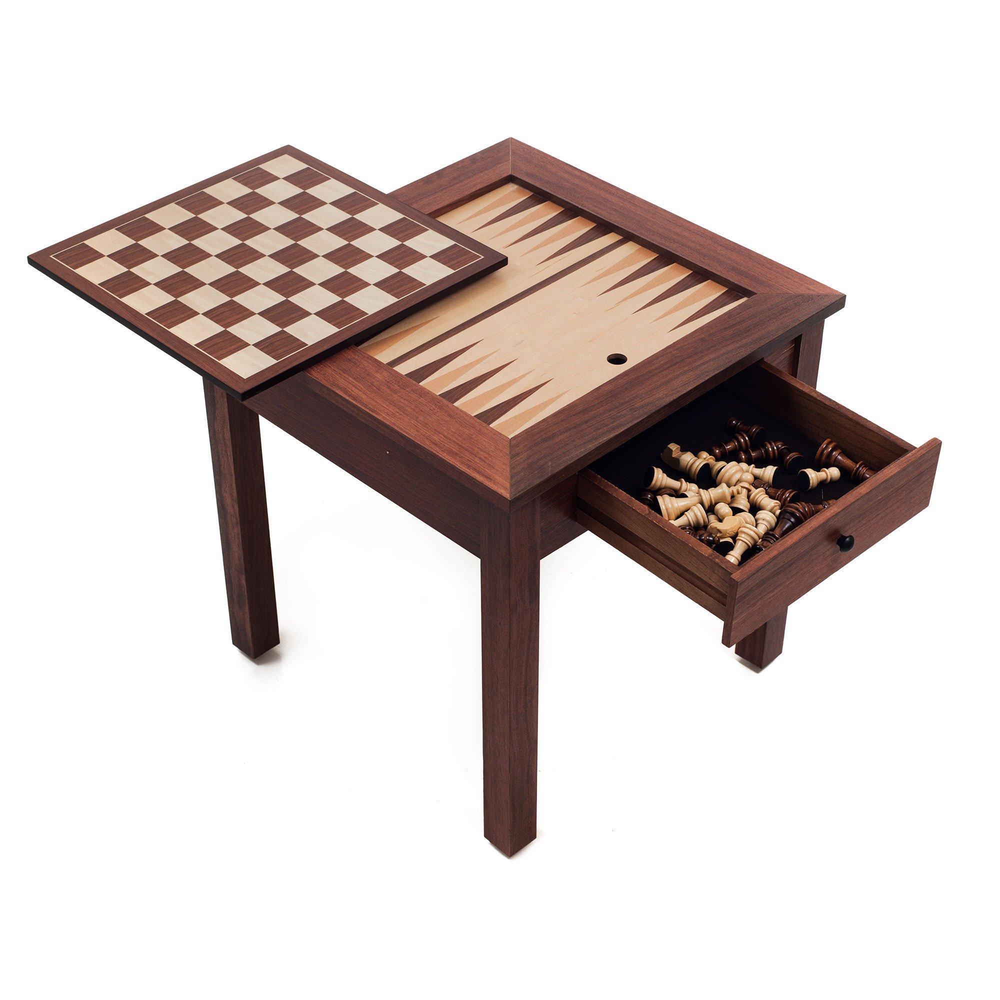 Hey! Play! Hey! Play! Wood 3 in 1 Chess Backgammon Table by Trademark Games, Brown
