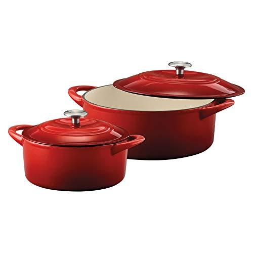 Tramontina Tramontina 80131/648DS Enameled Cast Iron Covered Dutch Oven Combo, 2-Piece (7-Quart & 4-Quart), Gradated Red